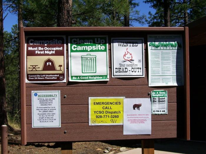 Campsite Bulletin Boards



Bulletin board with camp site information and rules. 

Credit: US Forest Service