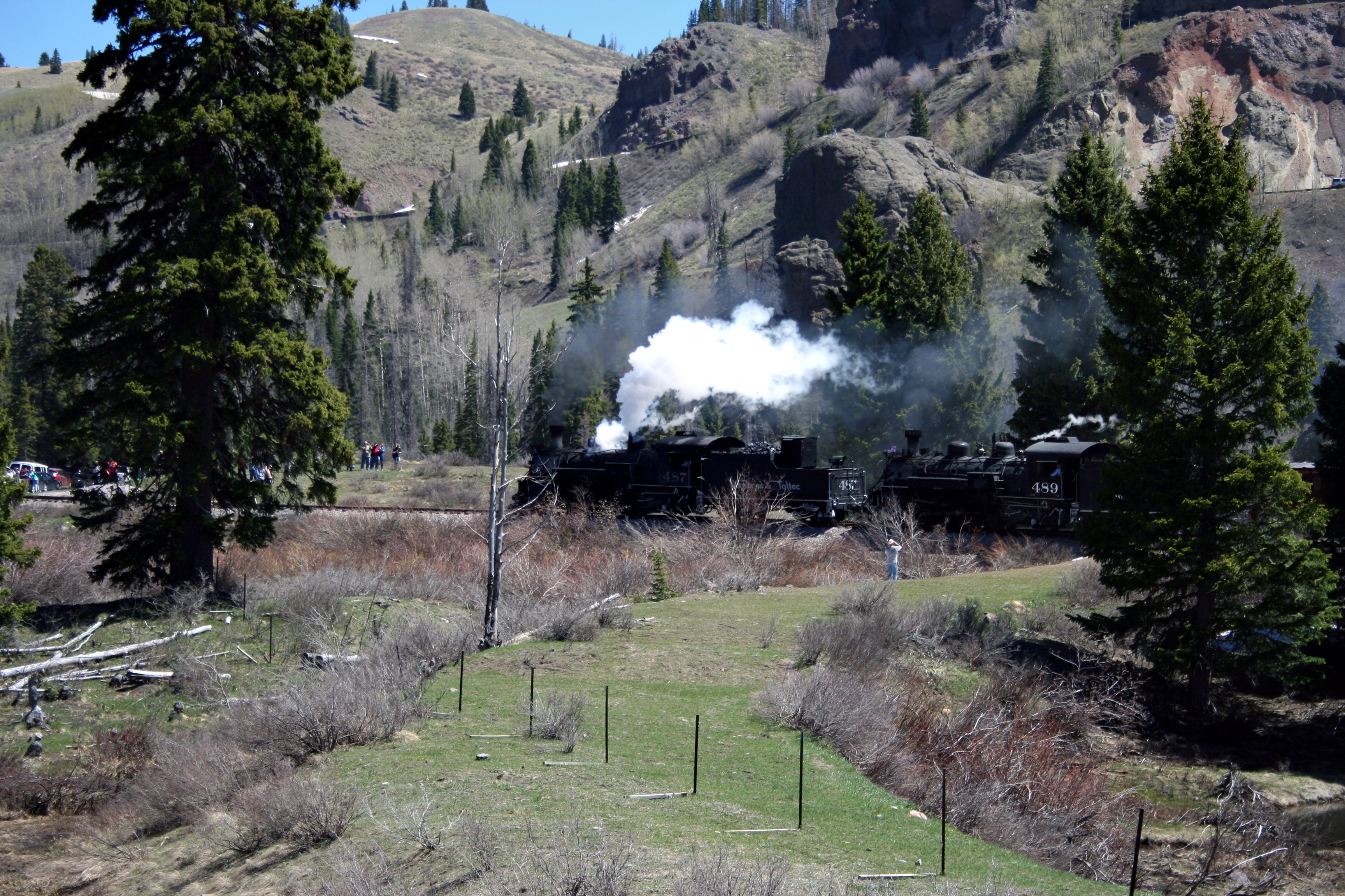 The steam train crosses the road to Chama and the Ponderosa campground is between the crossing and Antonito CO.