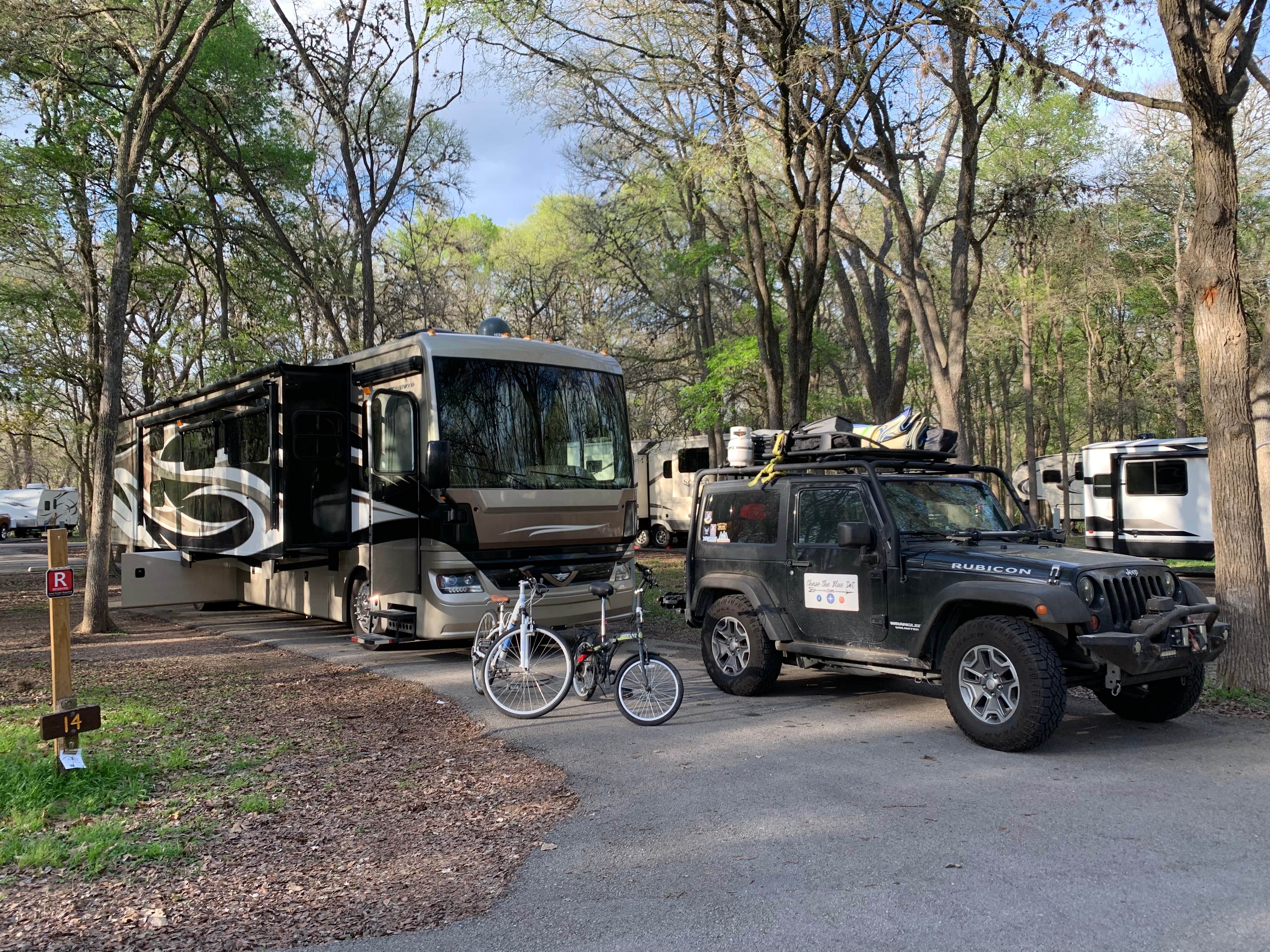 Paved camp pad, plenty of room.