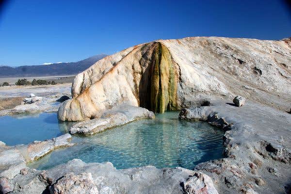 Crystal C.'s photo of a dispersed camping area at Bridgeport Travertine Hot Springs Dispersed near Mather, CA