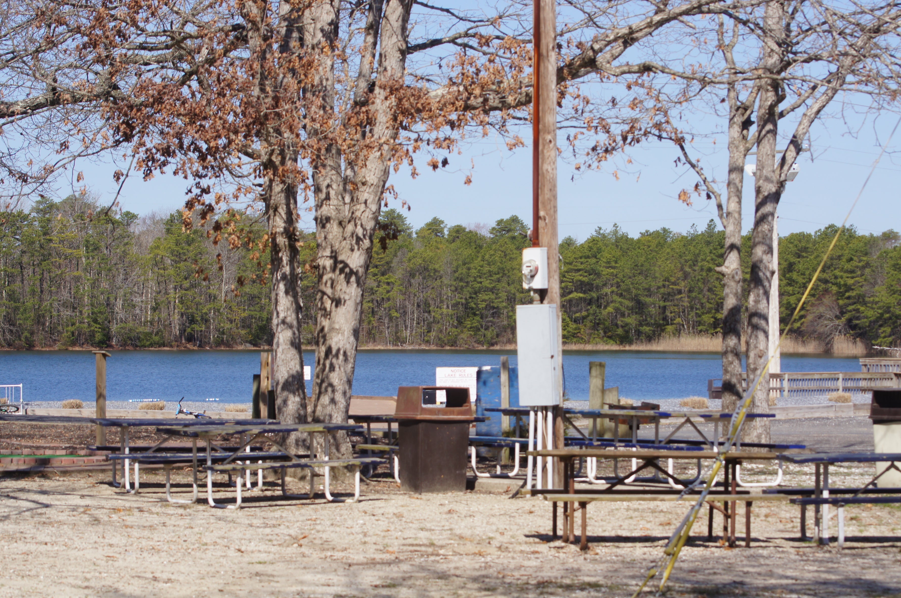 A picnic area by the lake