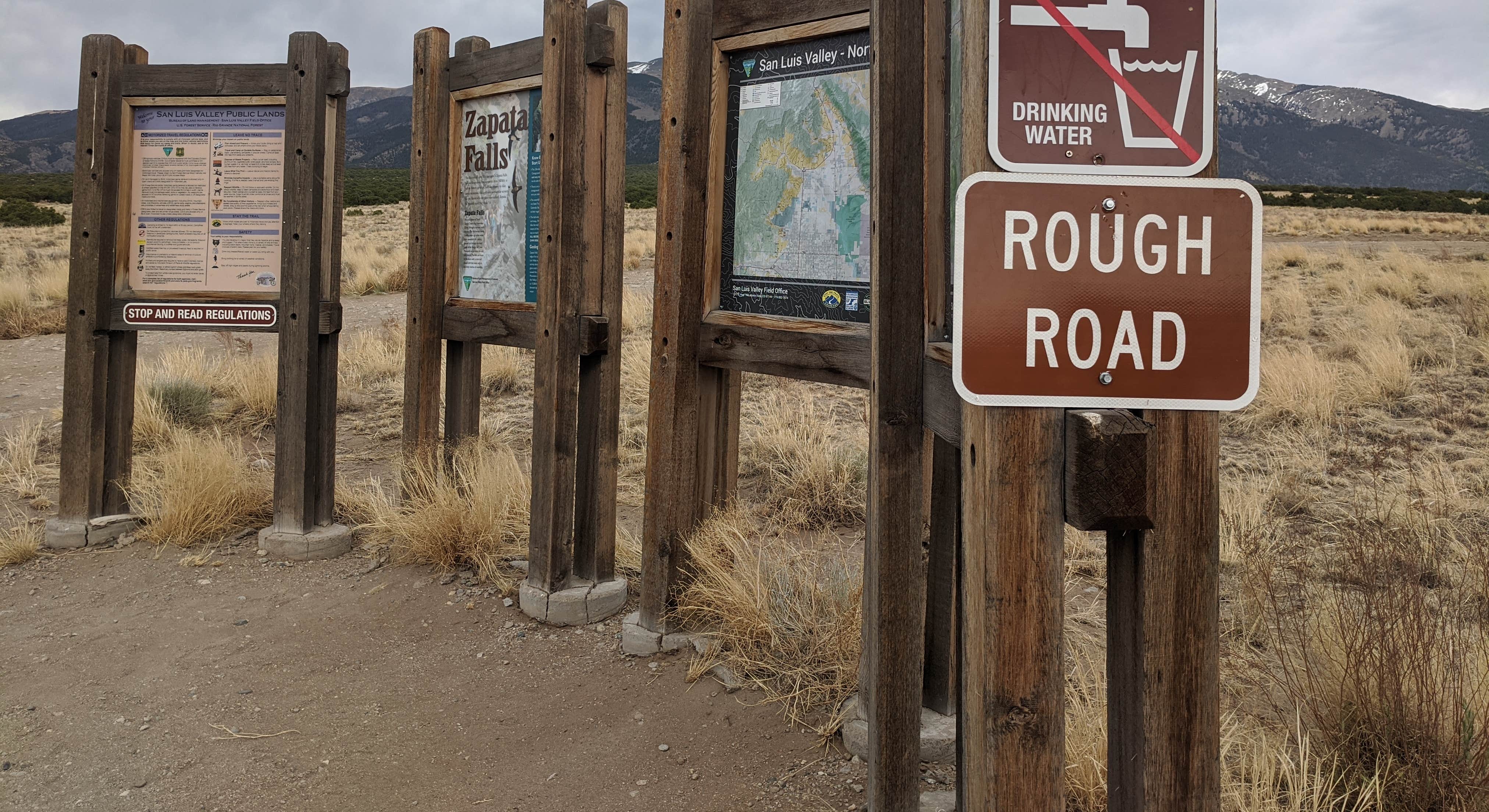 Campground and Road Signs Near Zapata Falls Campground