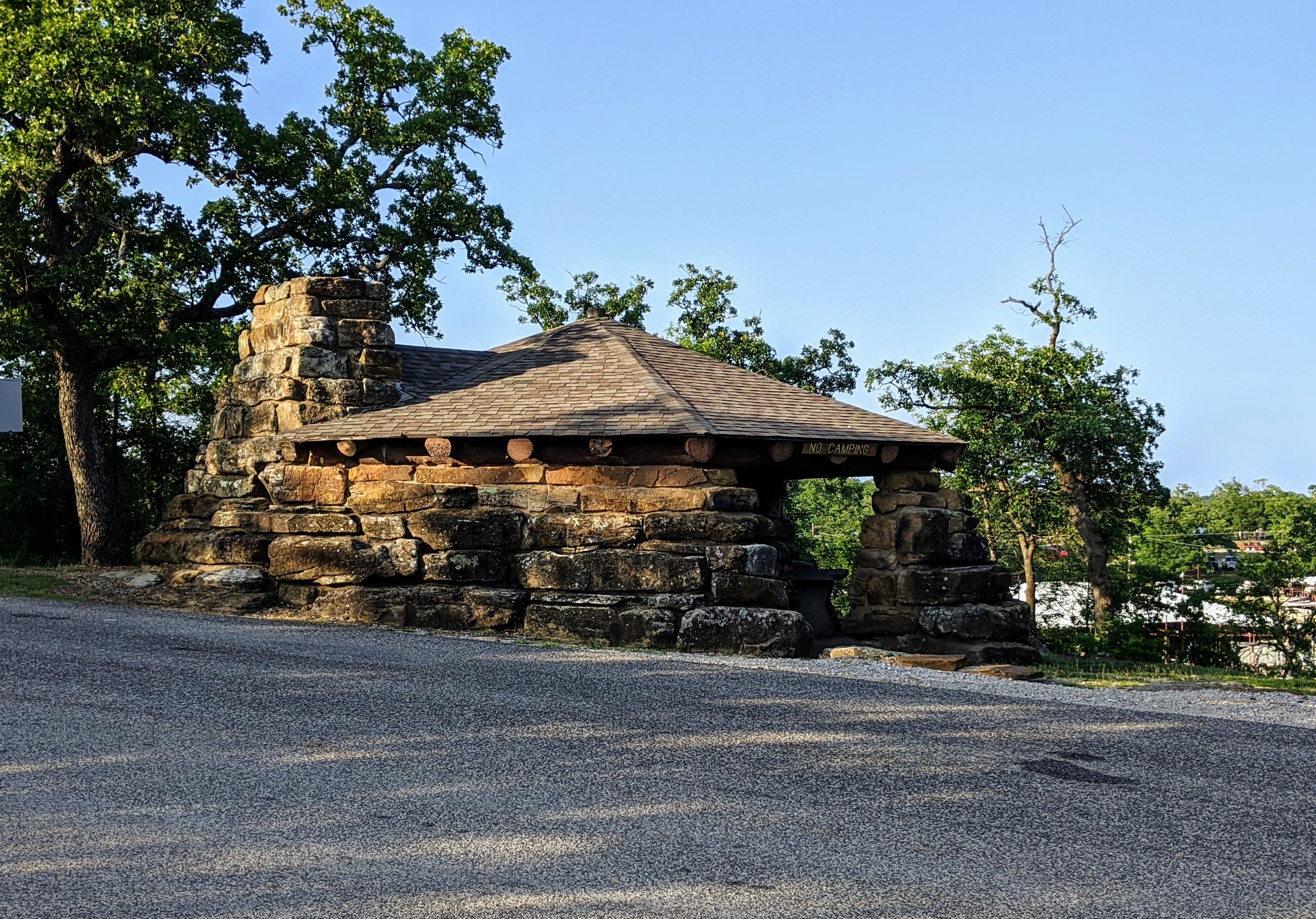 WPA-era pavilion in Buzzards Roost Campground. Great for a picnic or small get-together.