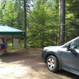 We ended up with 2 big tents, the canopy, and a covered hammock at our site with plenty of room to spare.