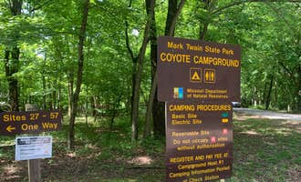 Camping near Hunnewell Lake Conservation Area: Coyote — Mark Twain State Park, Stoutsville, Missouri