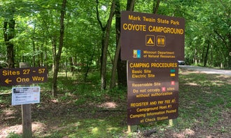 Camping near Hunnewell Lake Conservation Area: Coyote — Mark Twain State Park, Stoutsville, Missouri