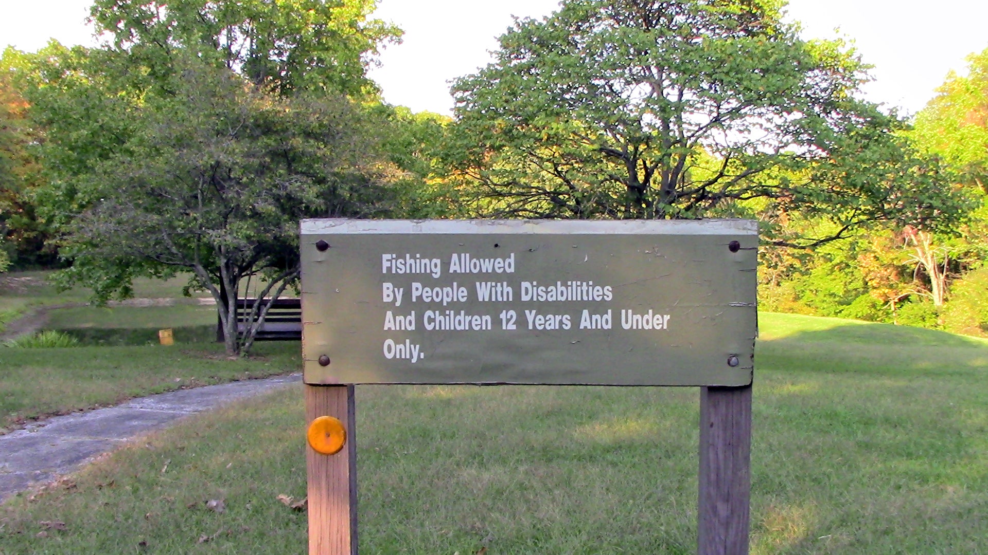 Disabled fishing pond at Opossum Creek open all year
