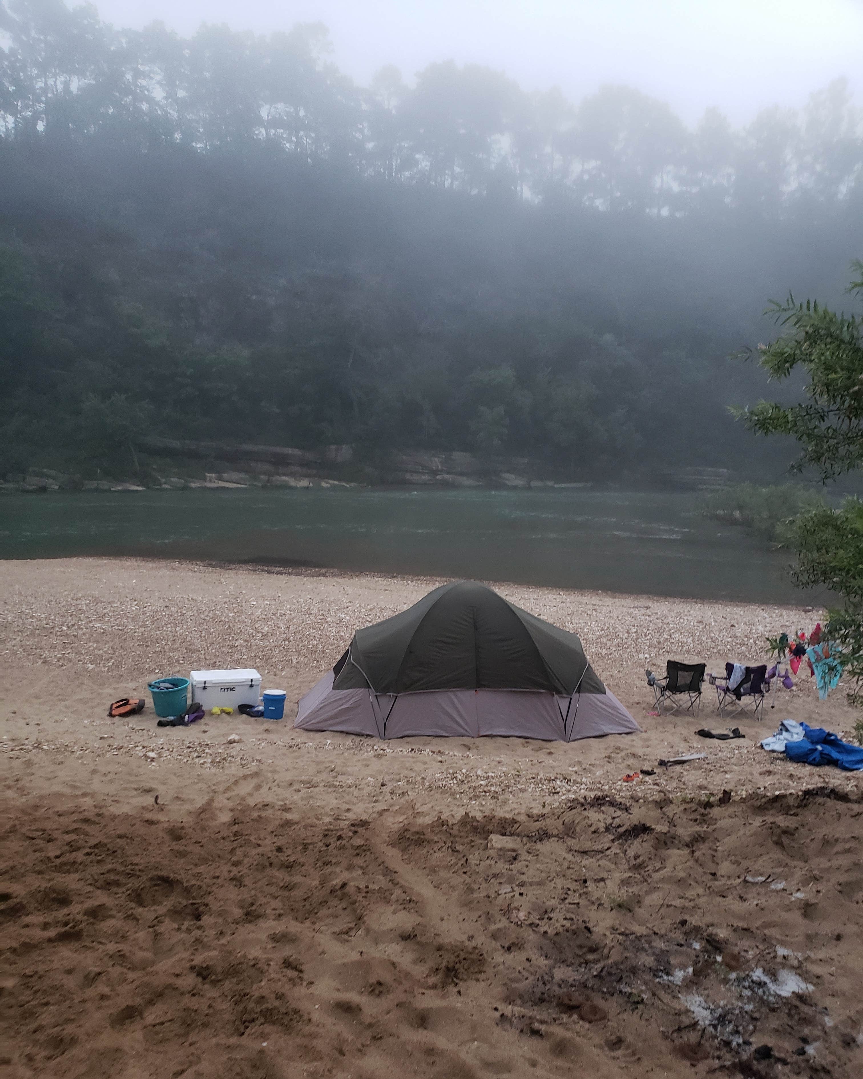 Lindsey P.'s photo of tent camping at Shine Eye Gravel Bar — Buffalo National River near Leslie, AR