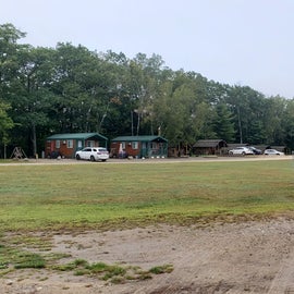Disc golf; camping cabins in the back