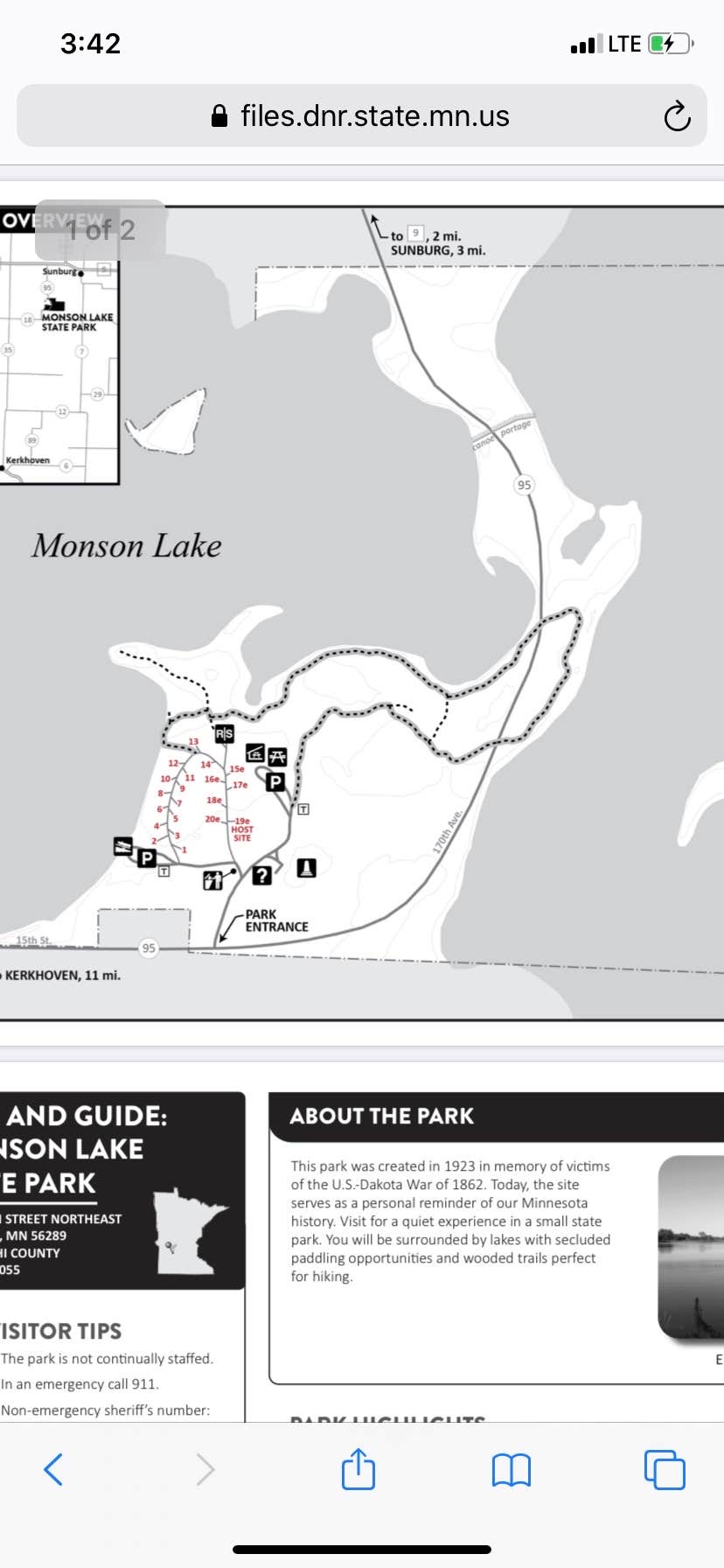 Camper-submitted photo at Monson Lake State Park Campground near Willmar, MN