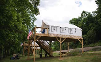 Rusty B.'s photo of tent camping at Rusty's Roost River Camp near Newland, NC