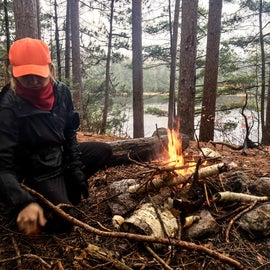 Sleeting rain and ice pellets encouraged us to get the fire going asap