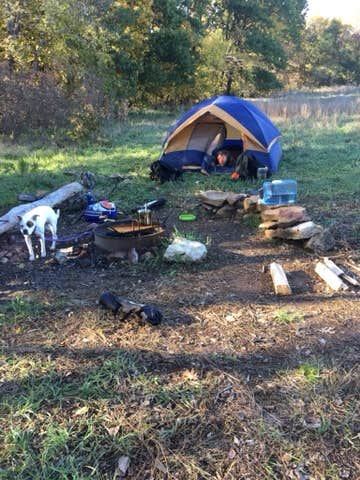 Nikki S.'s photo of tent camping at Woodridge Park near Lyndon, KS