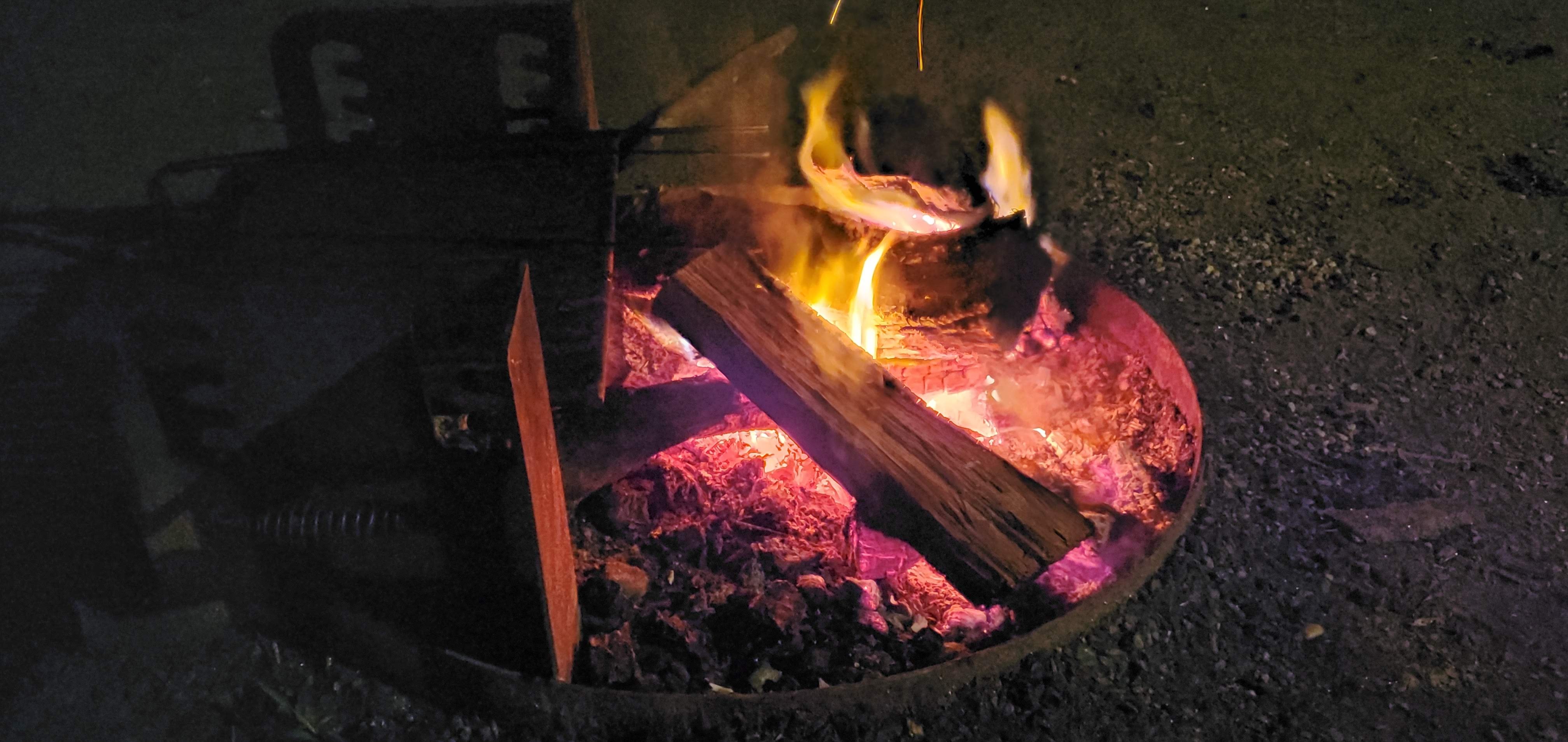 Relaxing by the camp fire