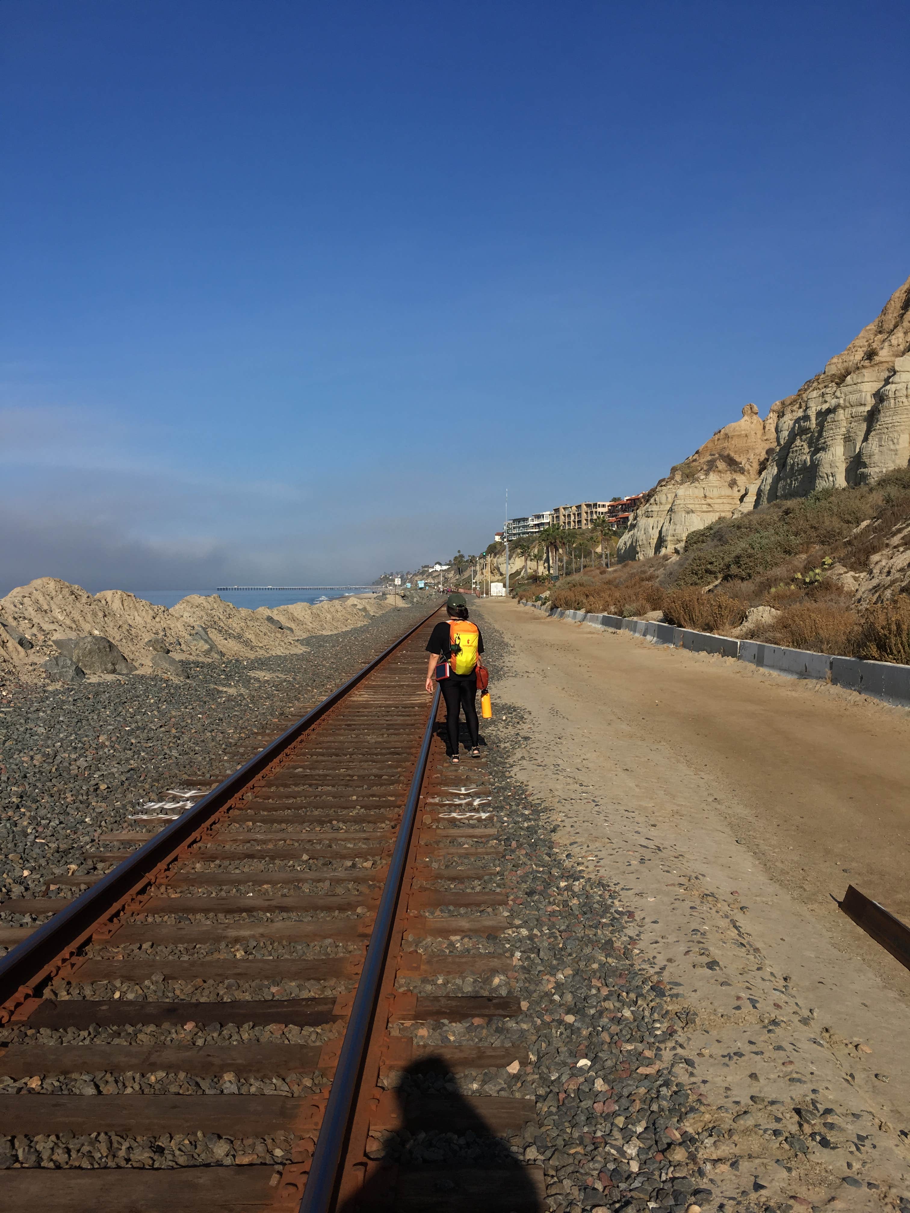 Walk along the traintracks for beautiful view of the ocean