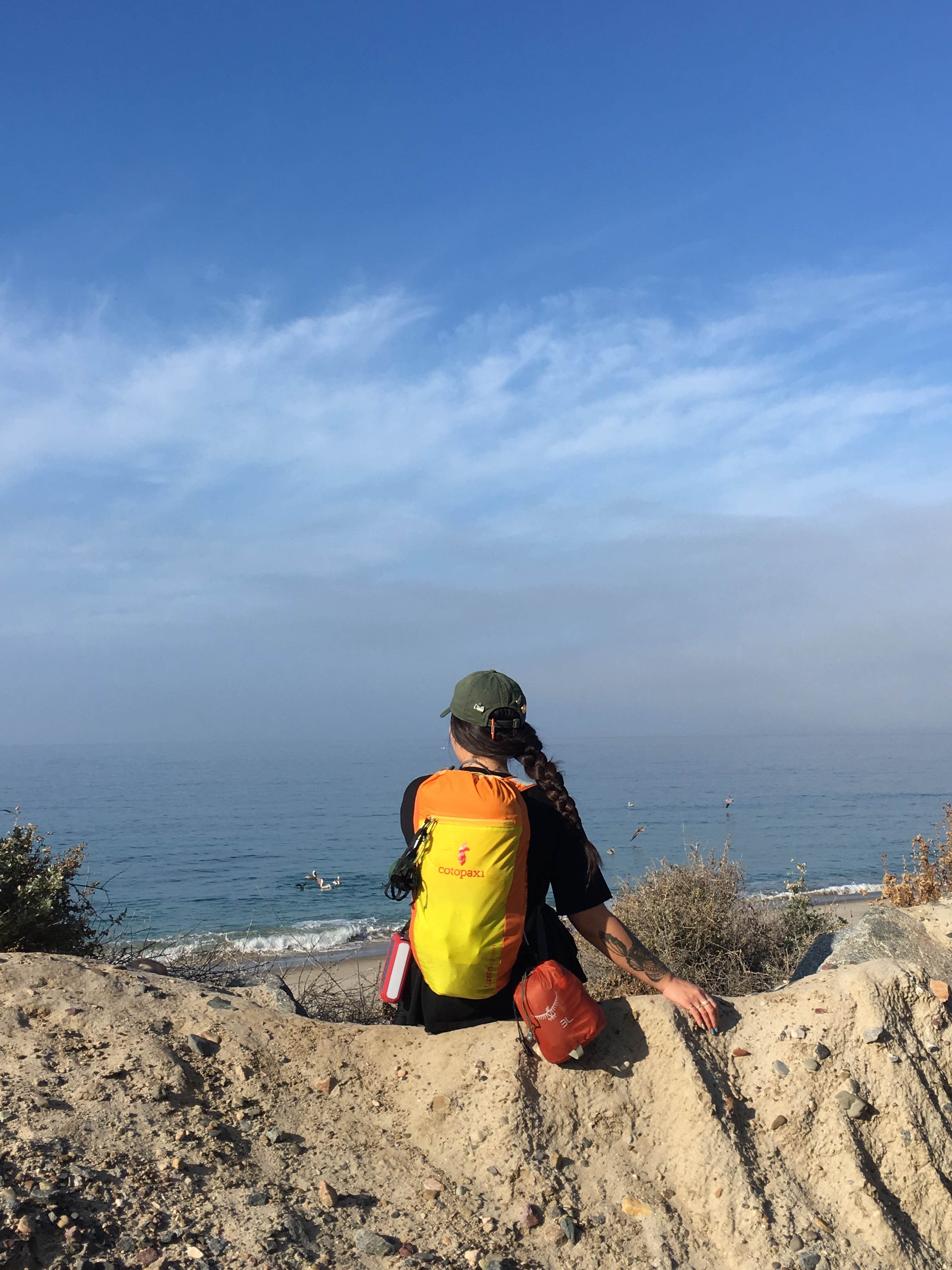 Watching about a dozen pelicans dive into the ocean