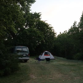 behind the open field, our makeshift campsite