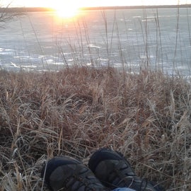 My wife and I love going out to the Cliff and watching the sunset.  This was taken when there was still ice on the lake.