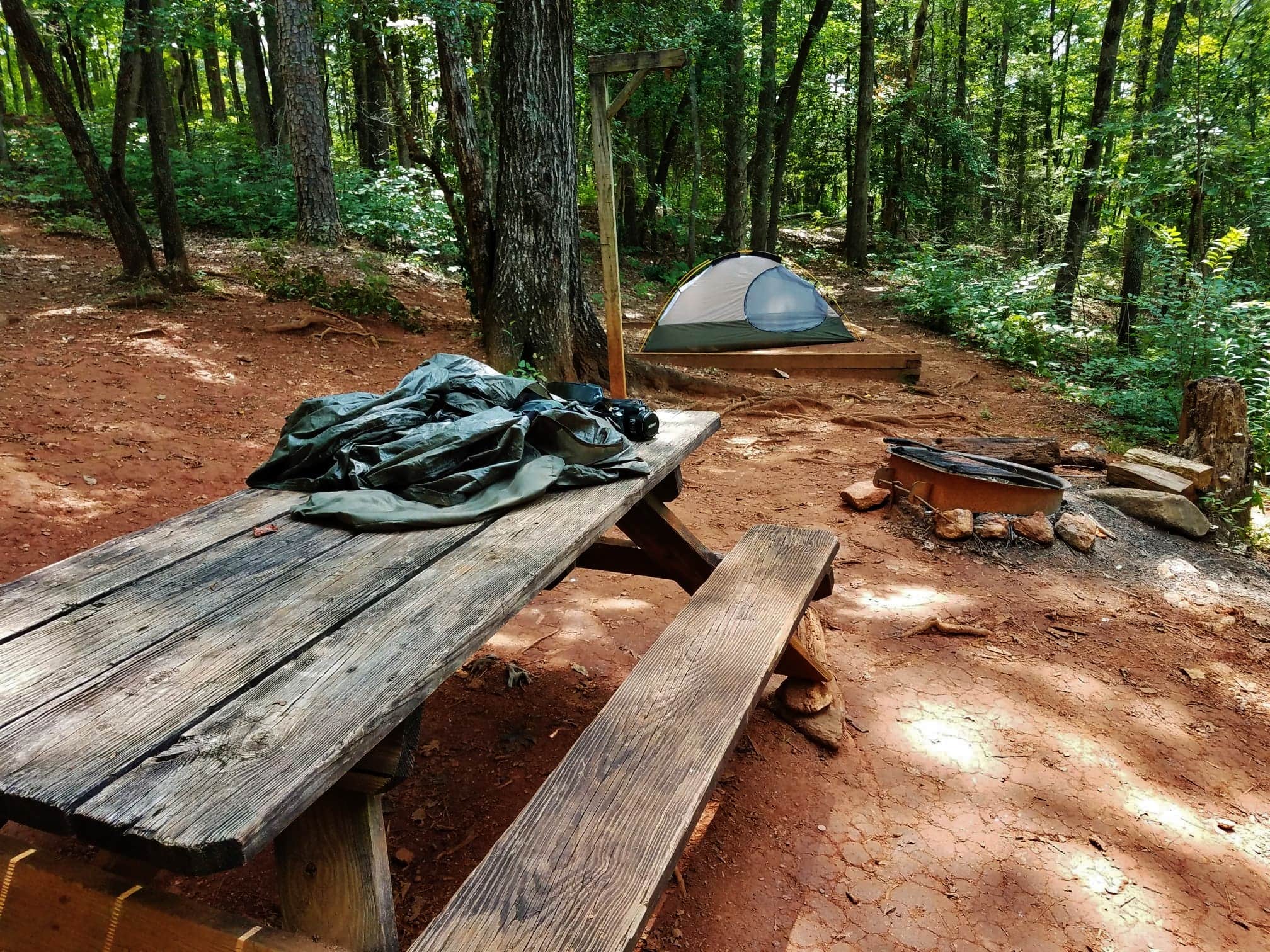 Myron C.'s photo of tent camping at Pine Point Primitive Campground — Table Rock State Park near Balsam Grove, NC