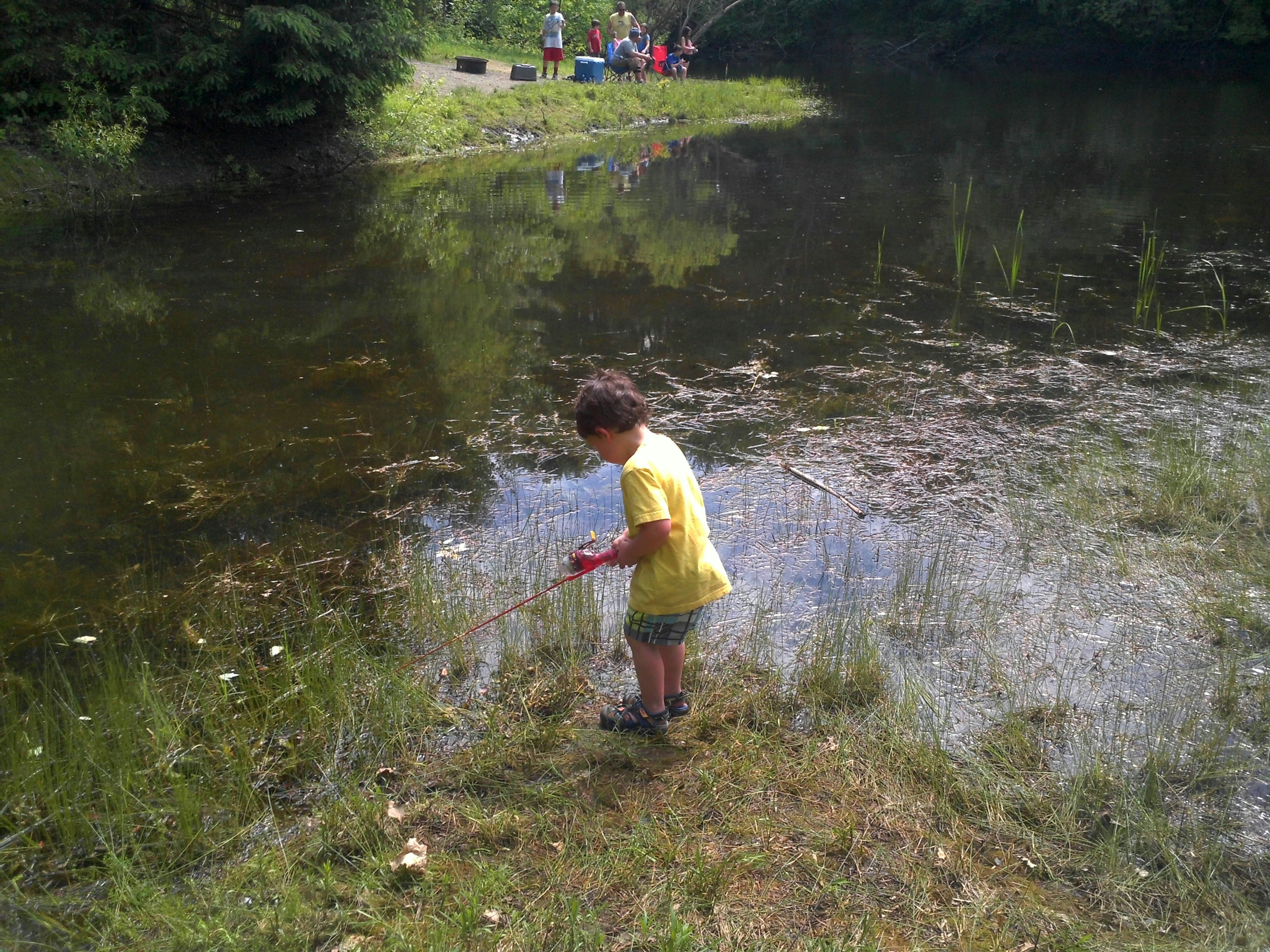 Fishing in the on-site pond 