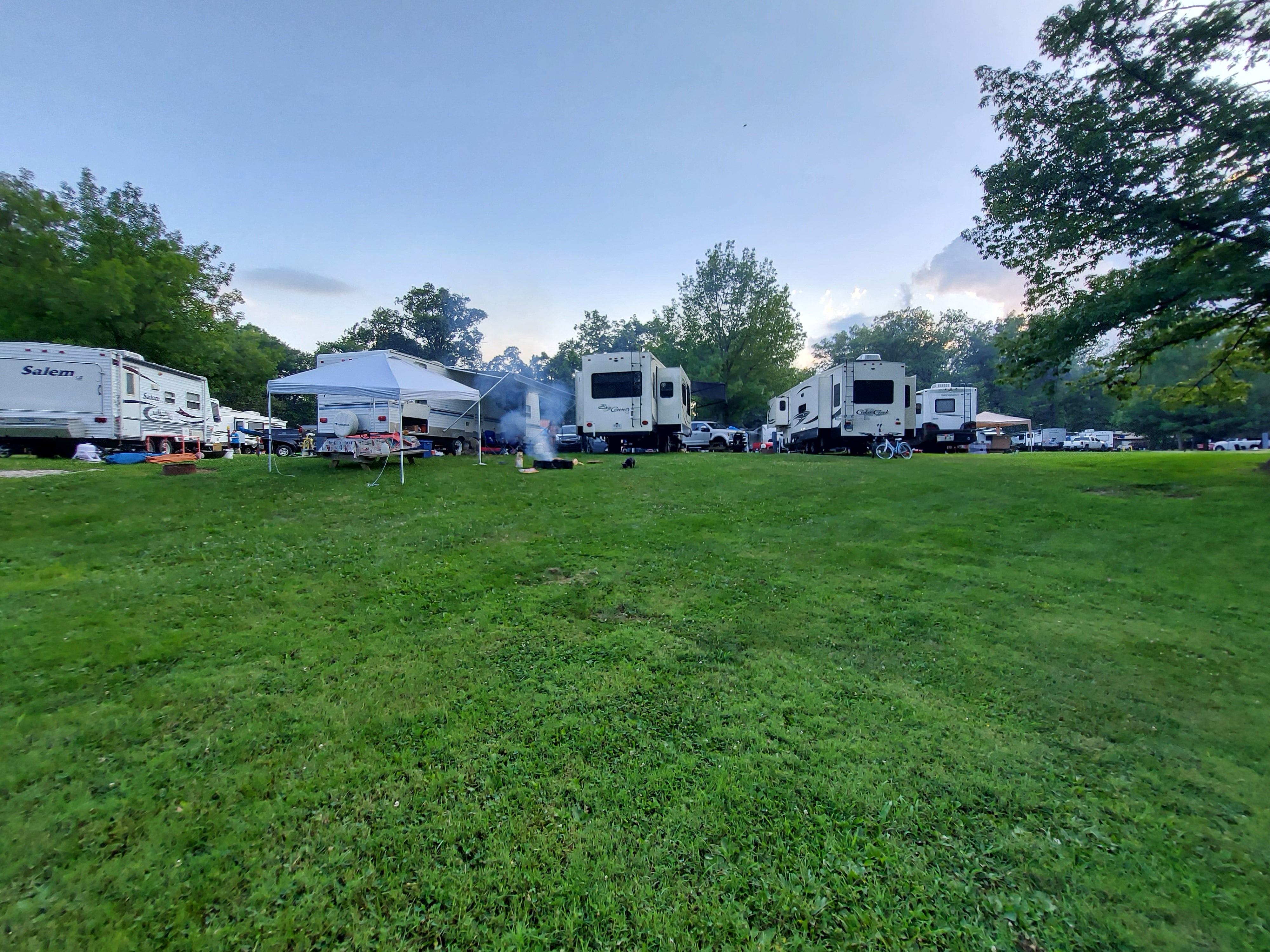 4 campers, less than 25 ft apart.