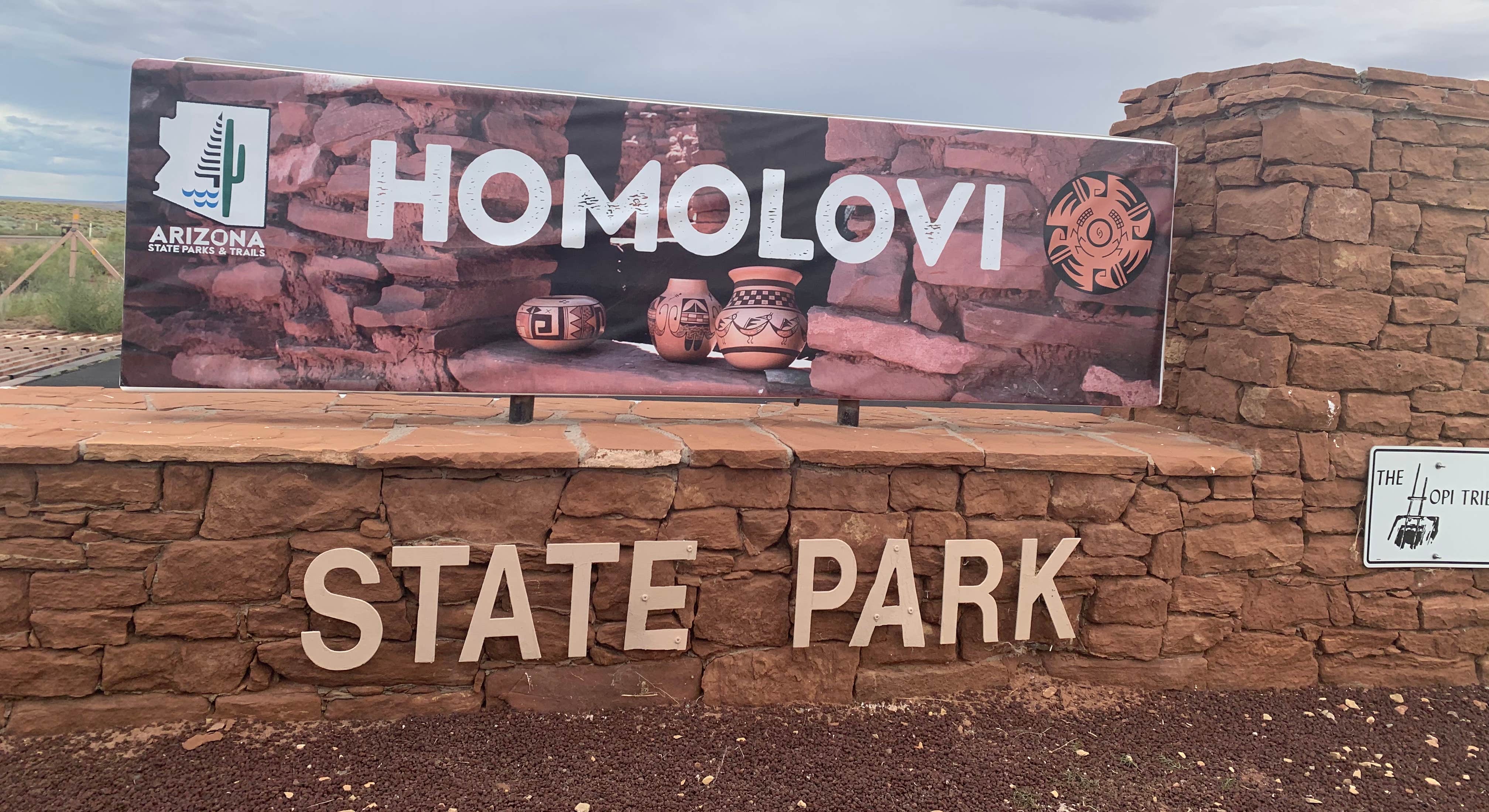 Homolovi State Park Campground Main Sign in Petrified Forest National Park