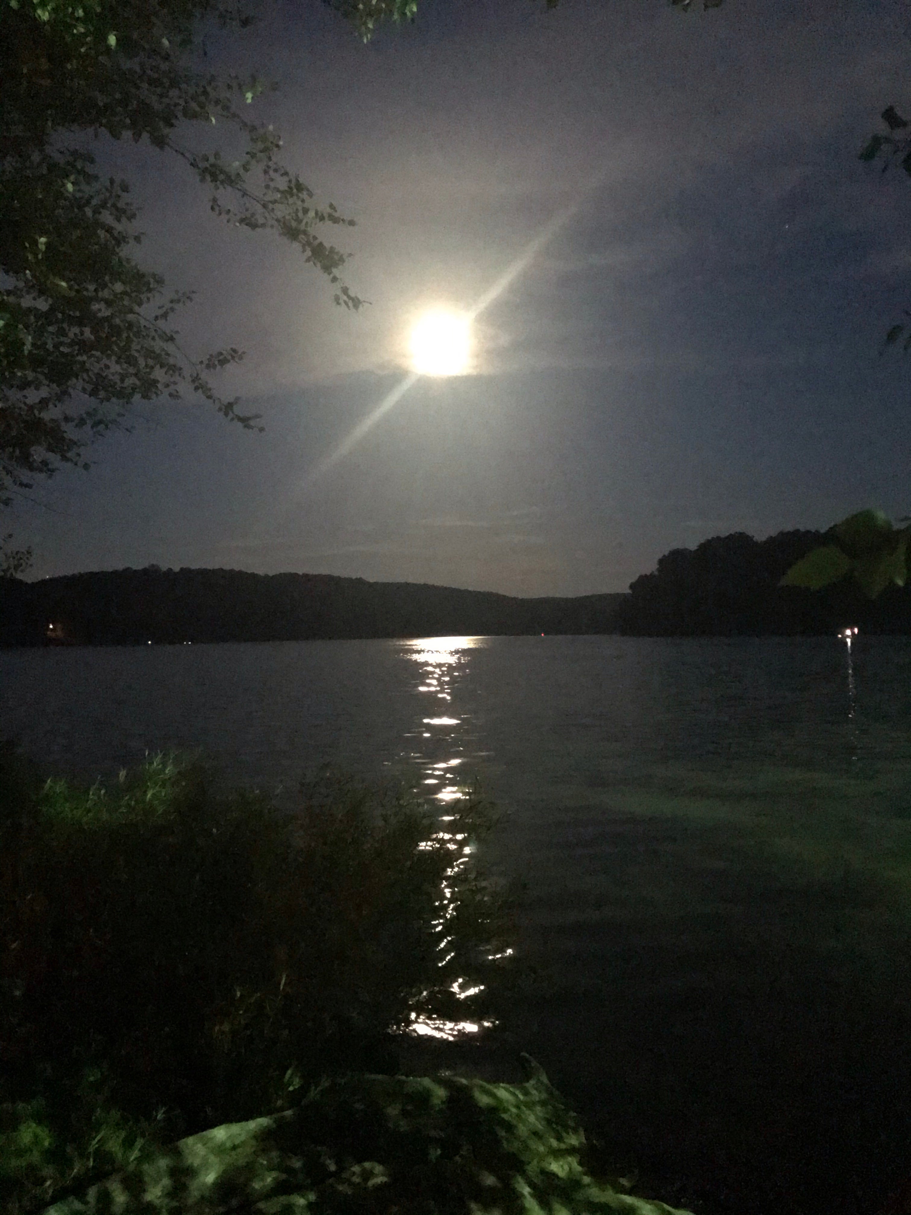 Moon reflection on Pleasant Hill Lake