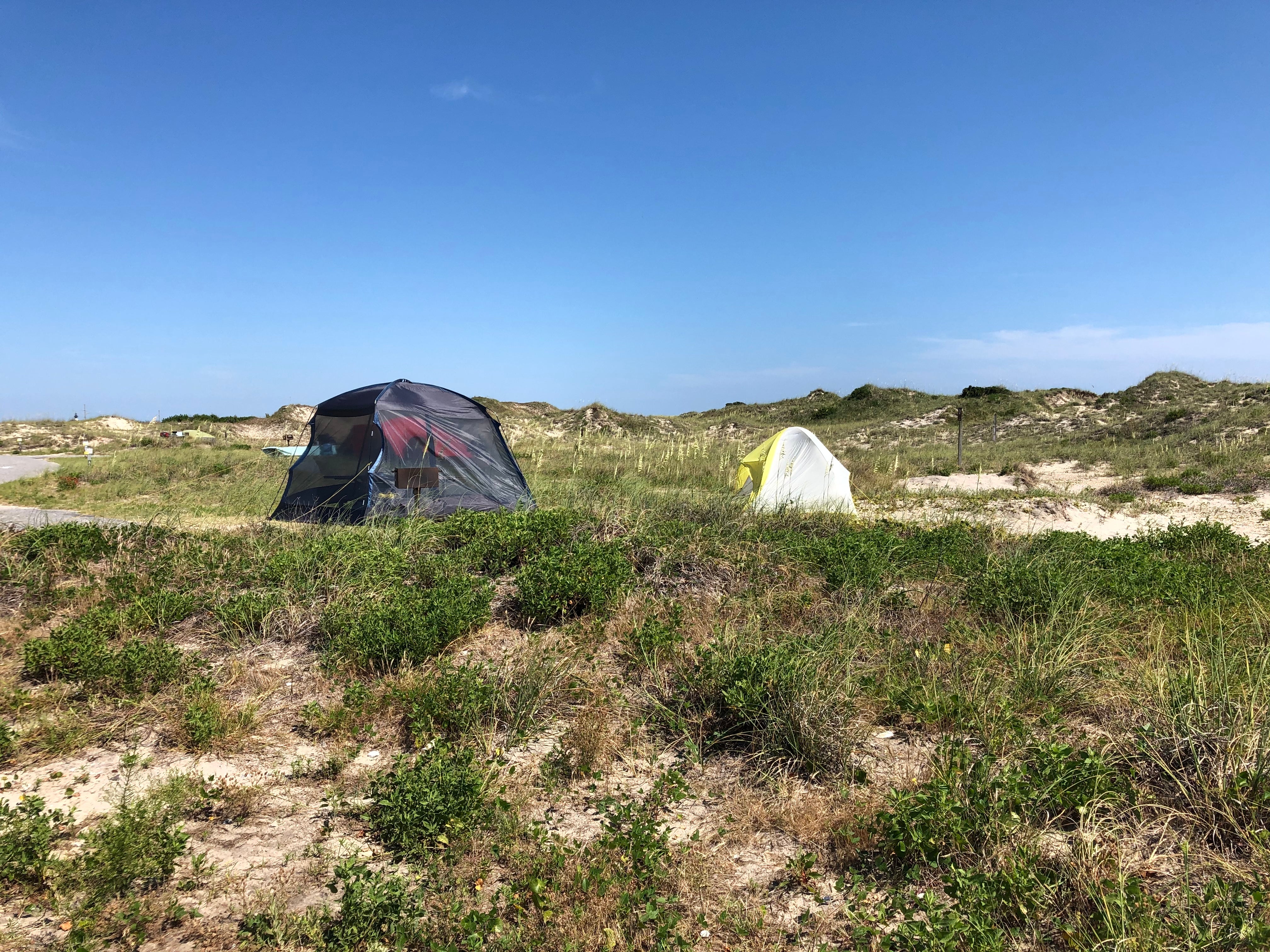 Odd-numbered sites on the beach side of the tent loop have a bit more space.