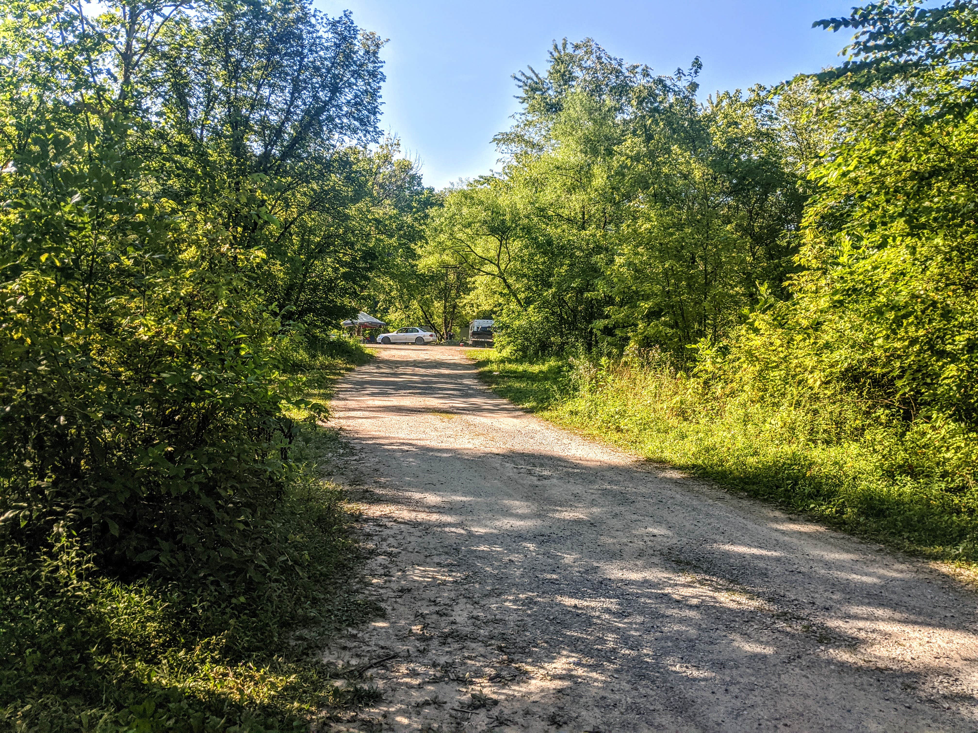 Looking down the road from our site.