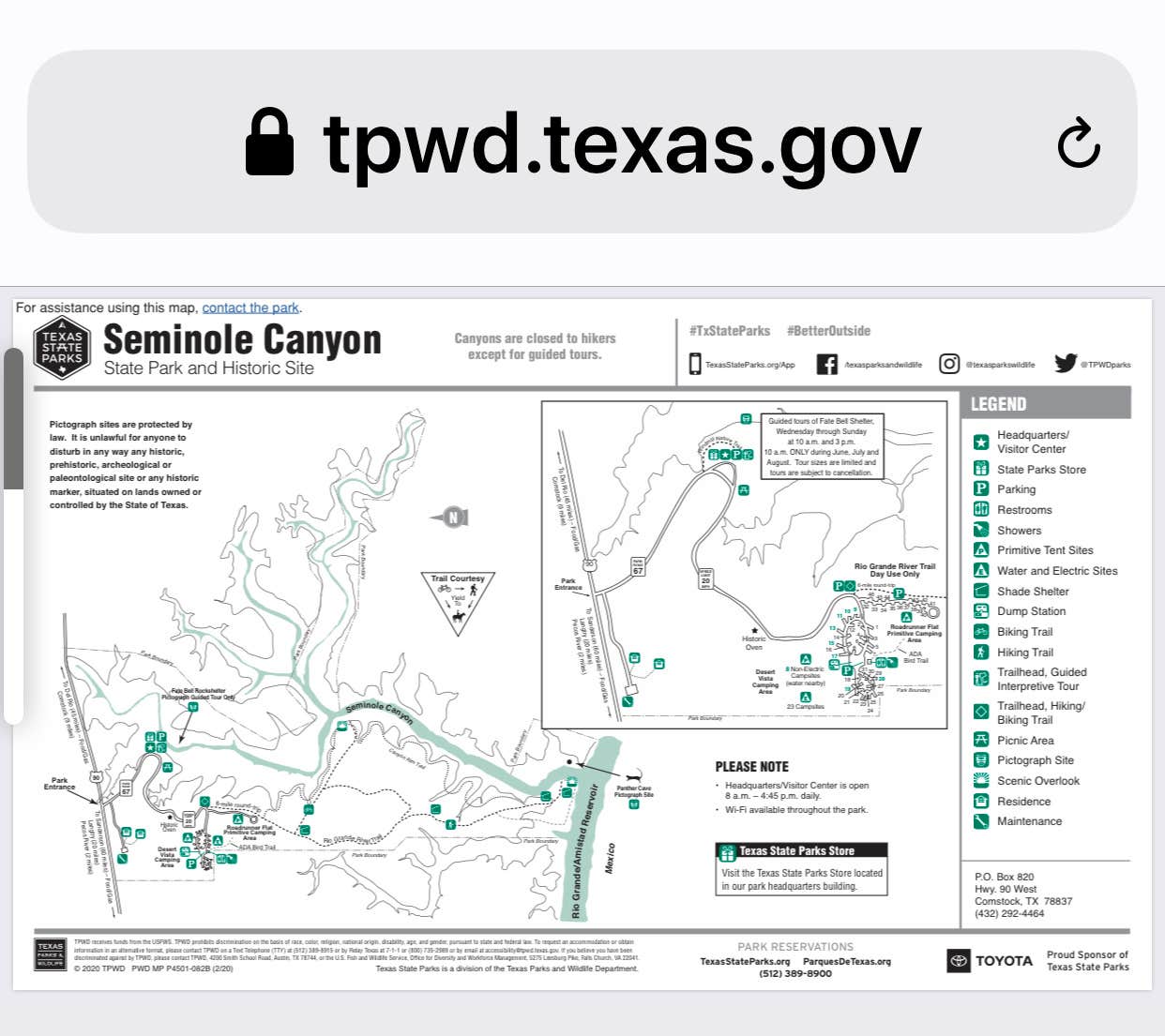 Camper-submitted photo at Seminole Canyon State Park Campground near Comstock, TX