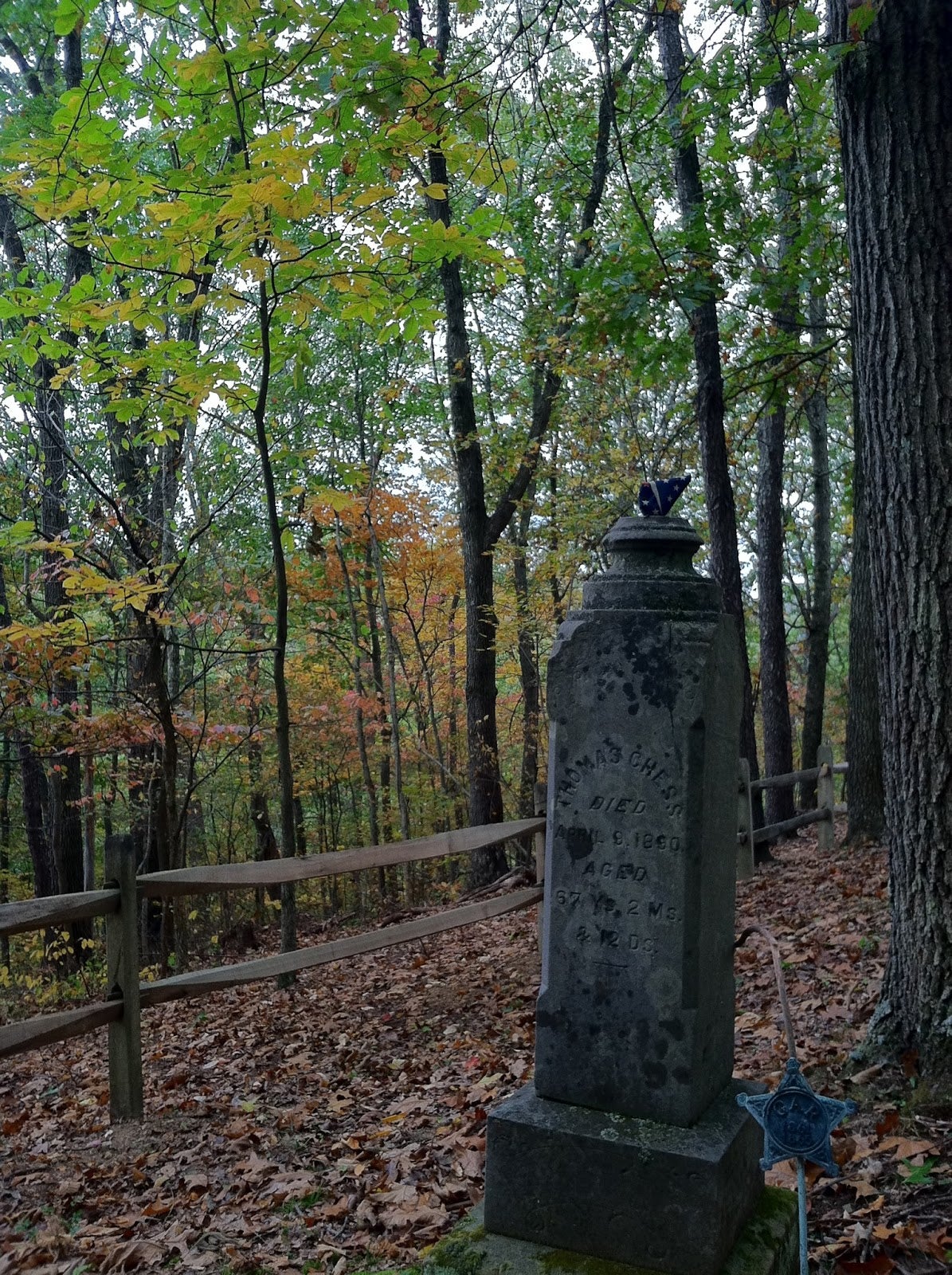 The old Chess family cemetery is inside the park.  Just follow the Pine Box Trail.  