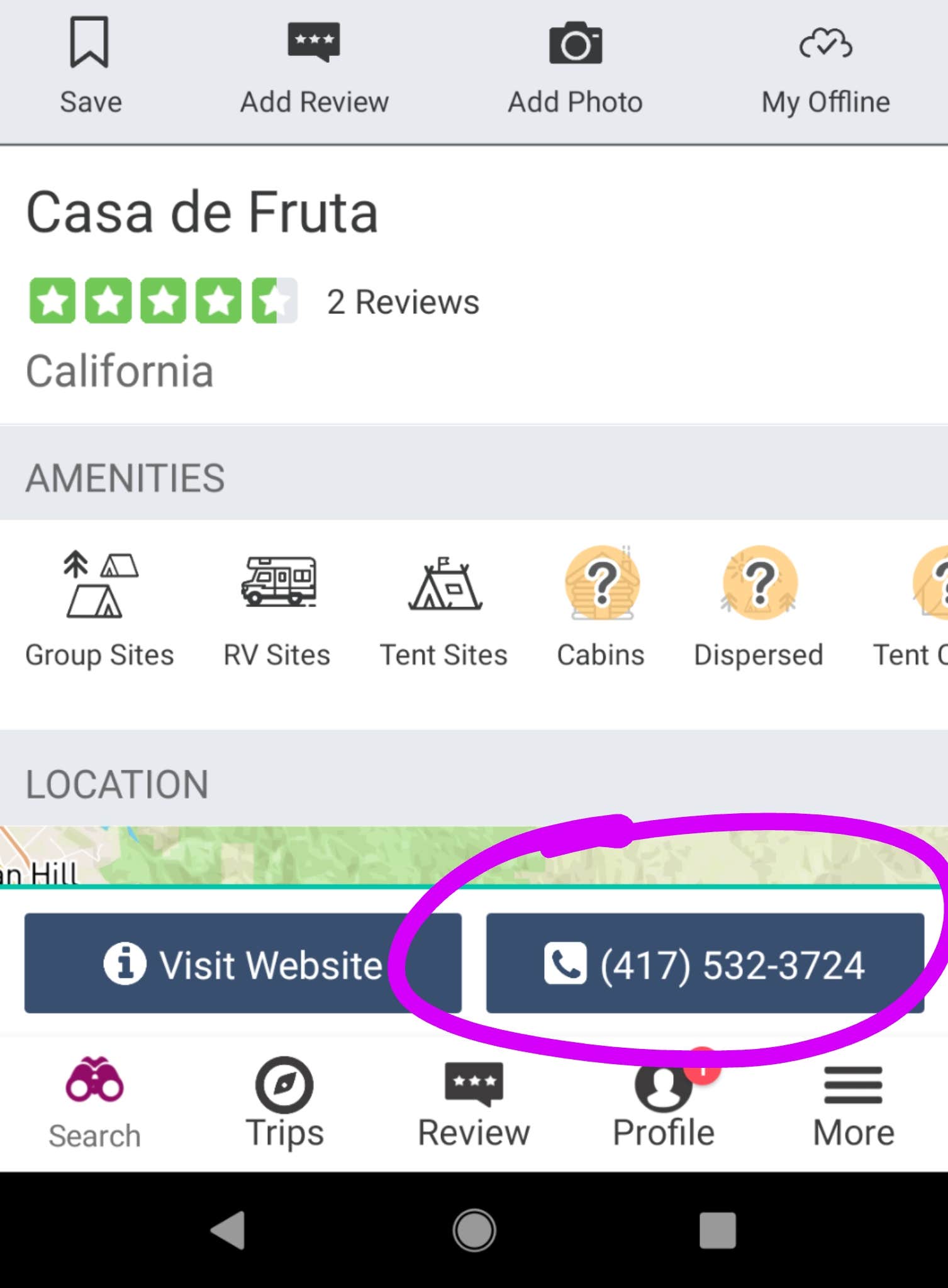 Camper-submitted photo at Casa de Fruta near Paicines, CA