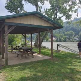 Picnic shelter at ramp. Great spot to sit and eat after boating.