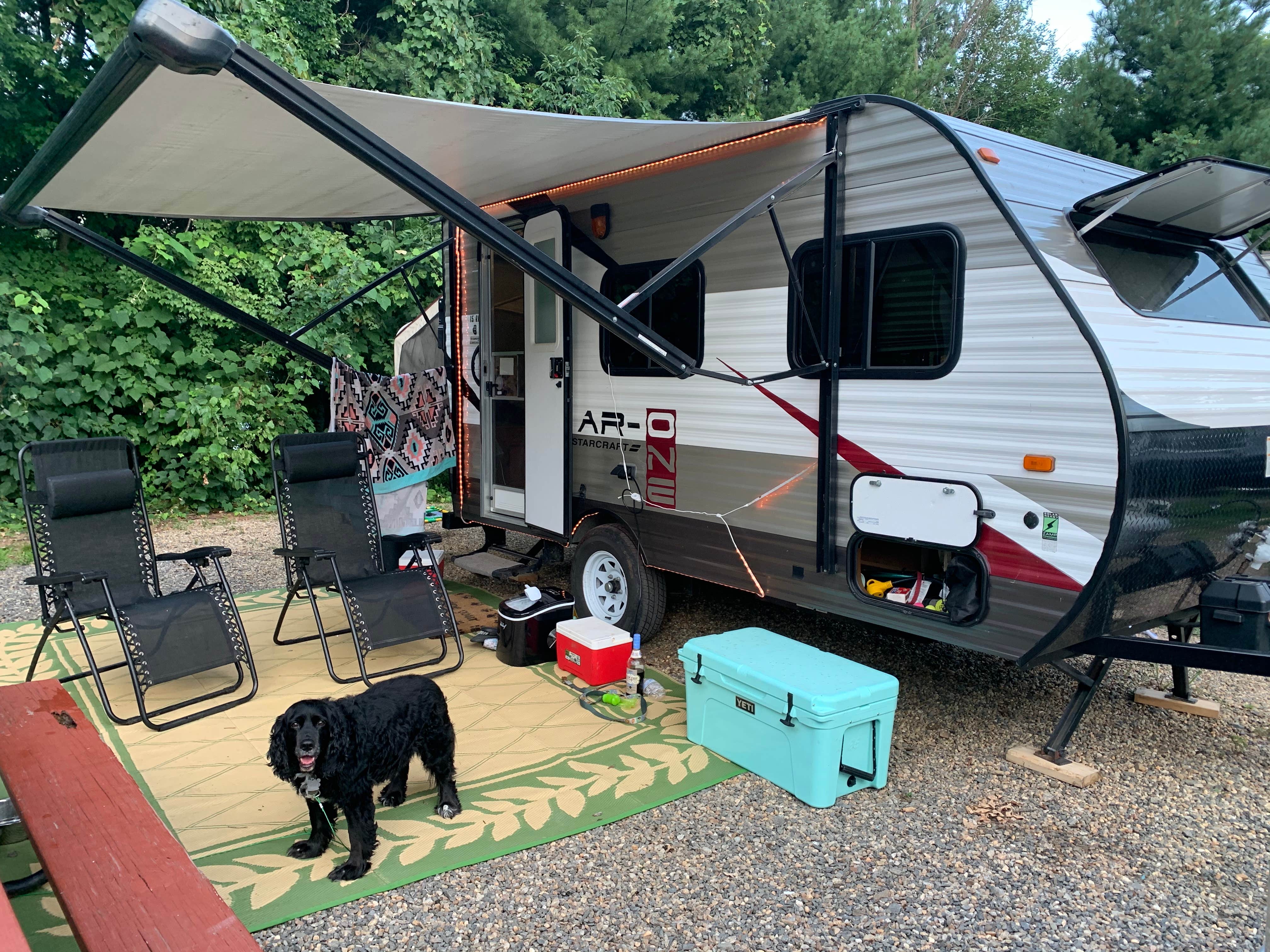 Mallory P.'s photo of camping with pets at Brialee Family Campground near Westville Lake