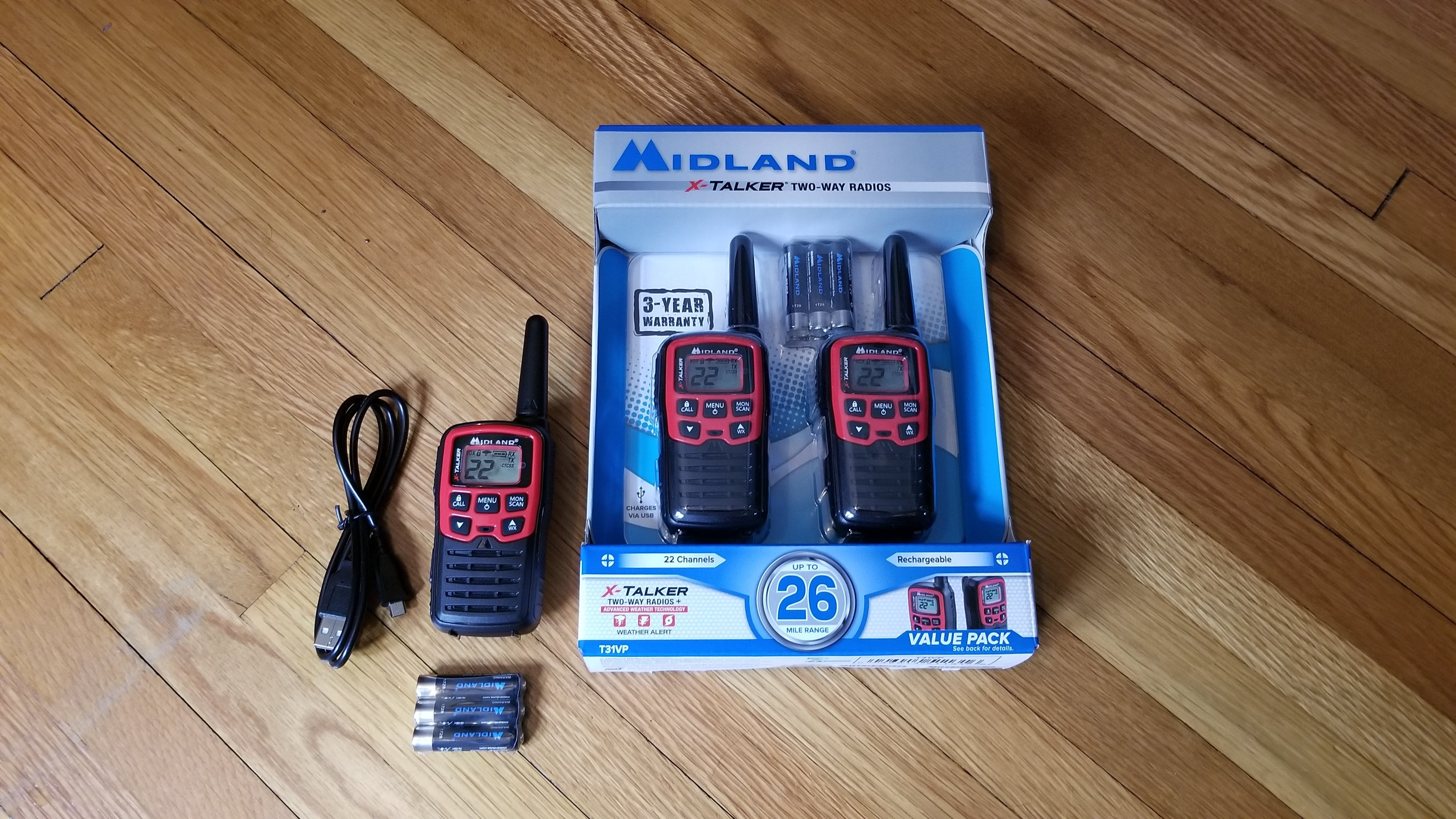 Midland X-Talker Radio 3-pack (a bit of unusual packaging for the 3-pack).