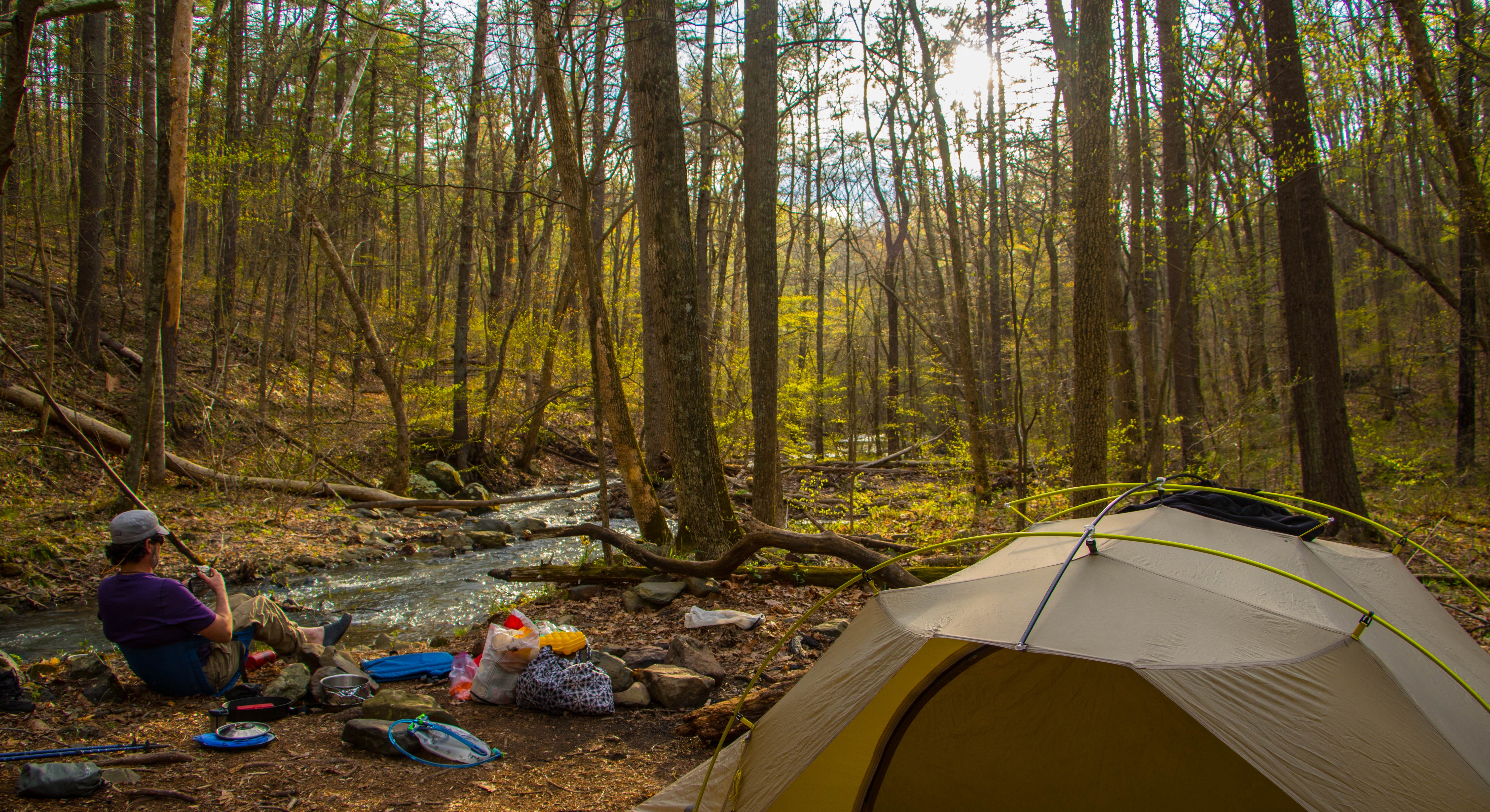 Camping by a Creek Near Shenandoah National Park at a Dispersed Camp Site