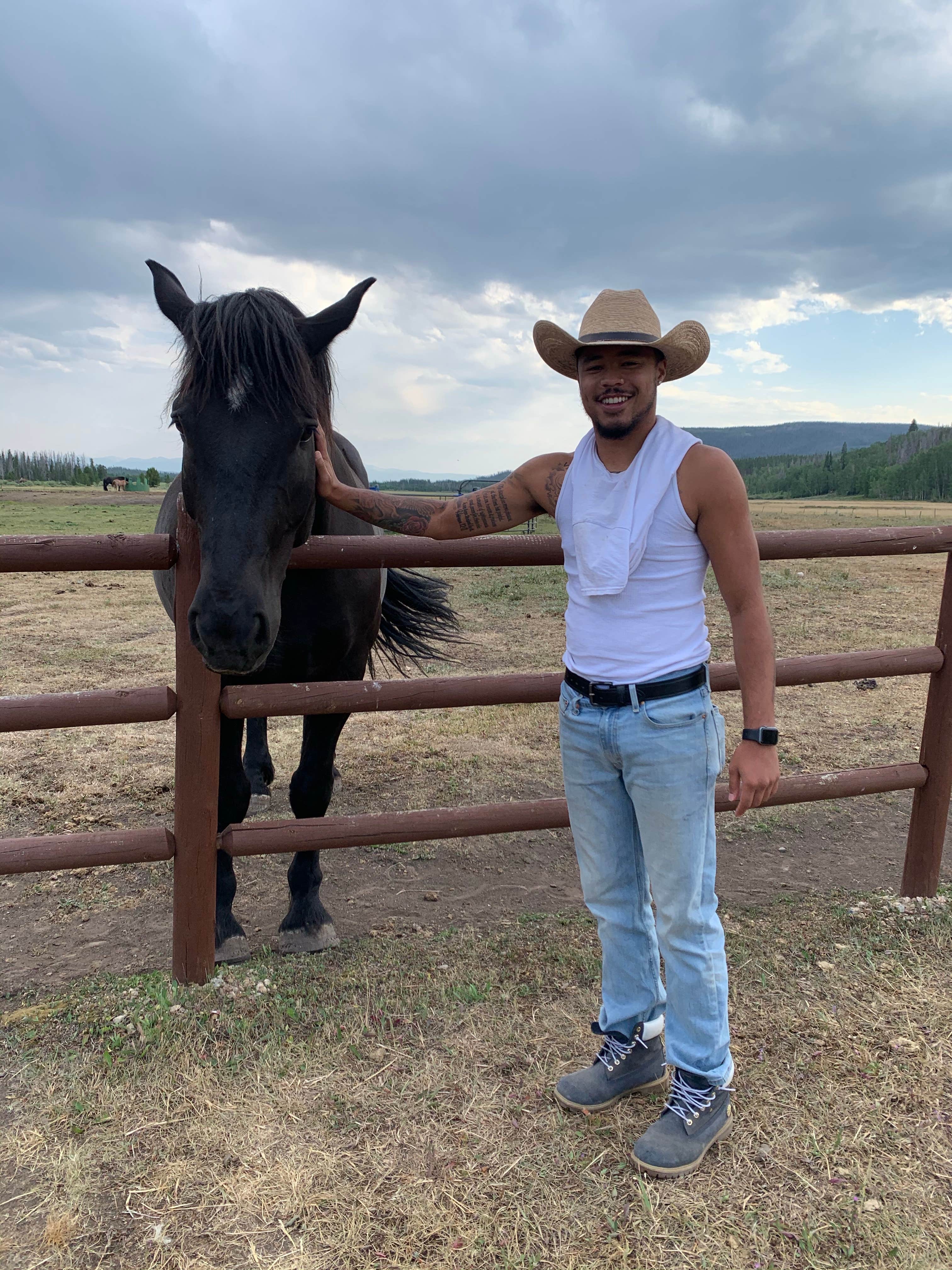 Tina K.'s photo of camping with a horse at Winding River Resort near Laporte, CO