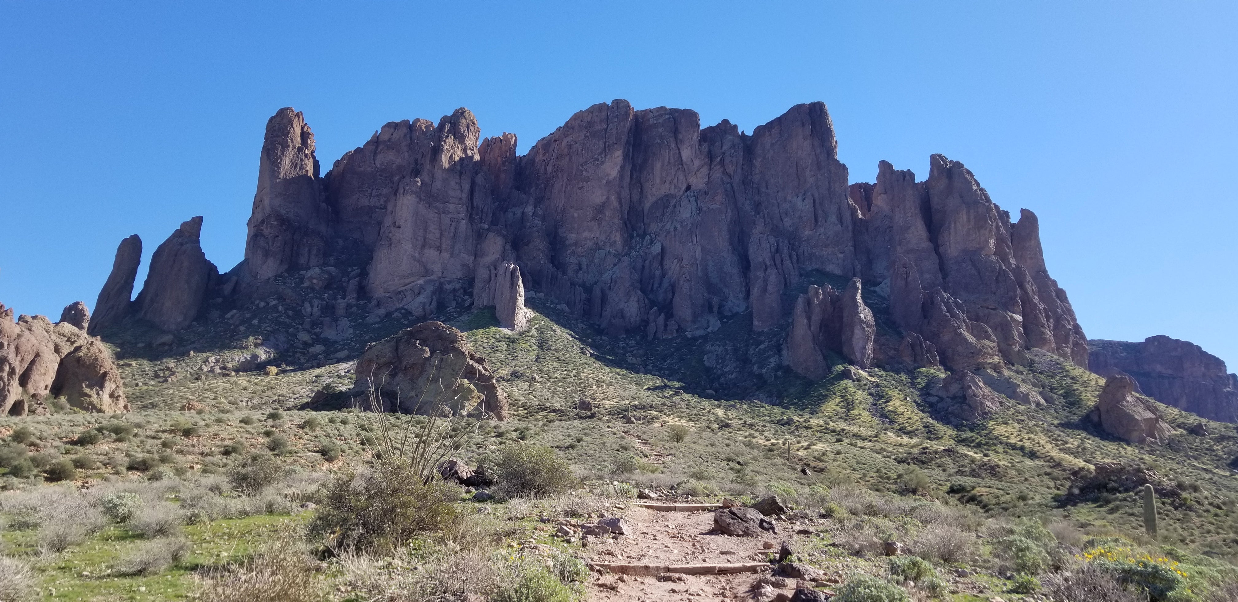 Superstition Mountains from hiking trail