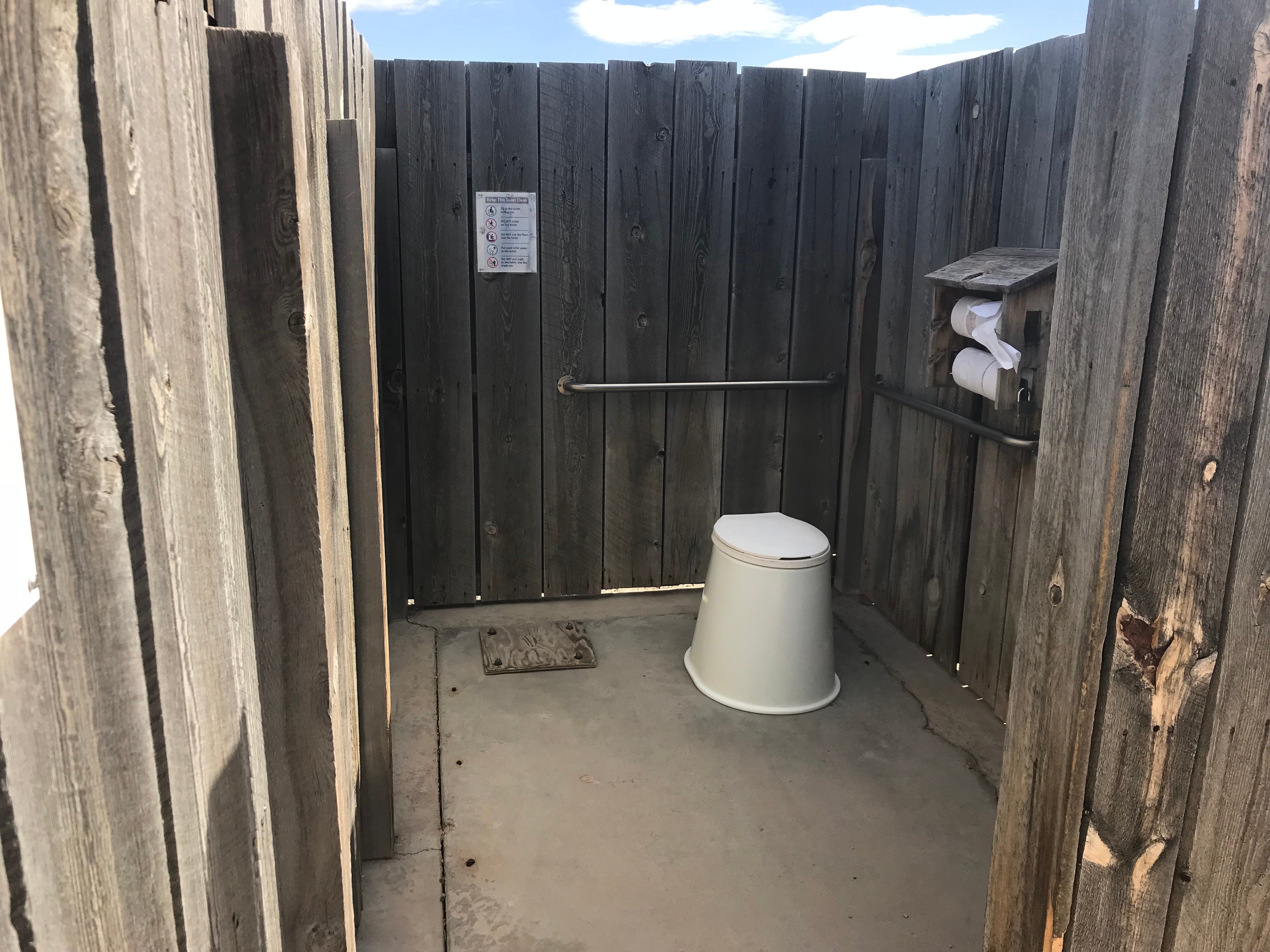 Open air pit toilet.  Not for everyone but going under the stars in privacy can be refreshing.