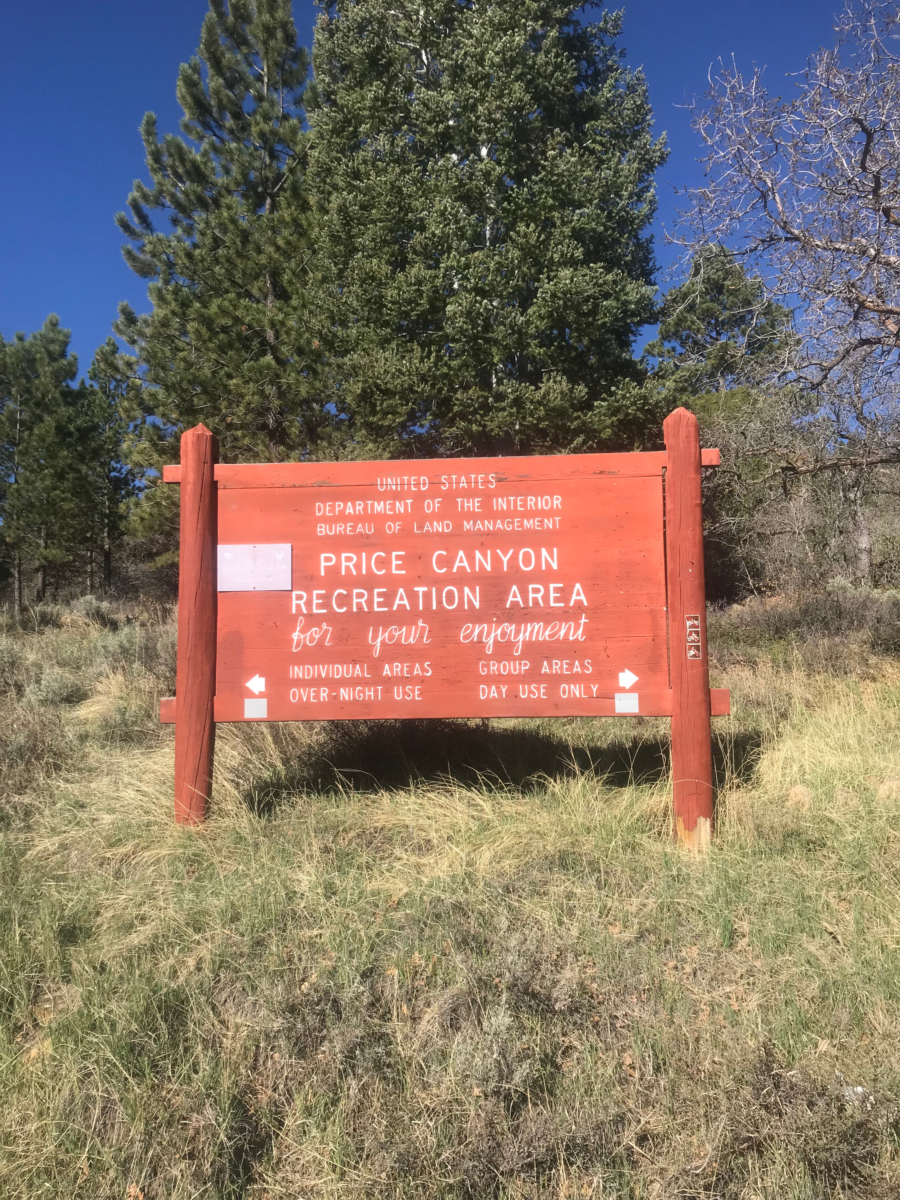 Entrance sign to the recreation area.