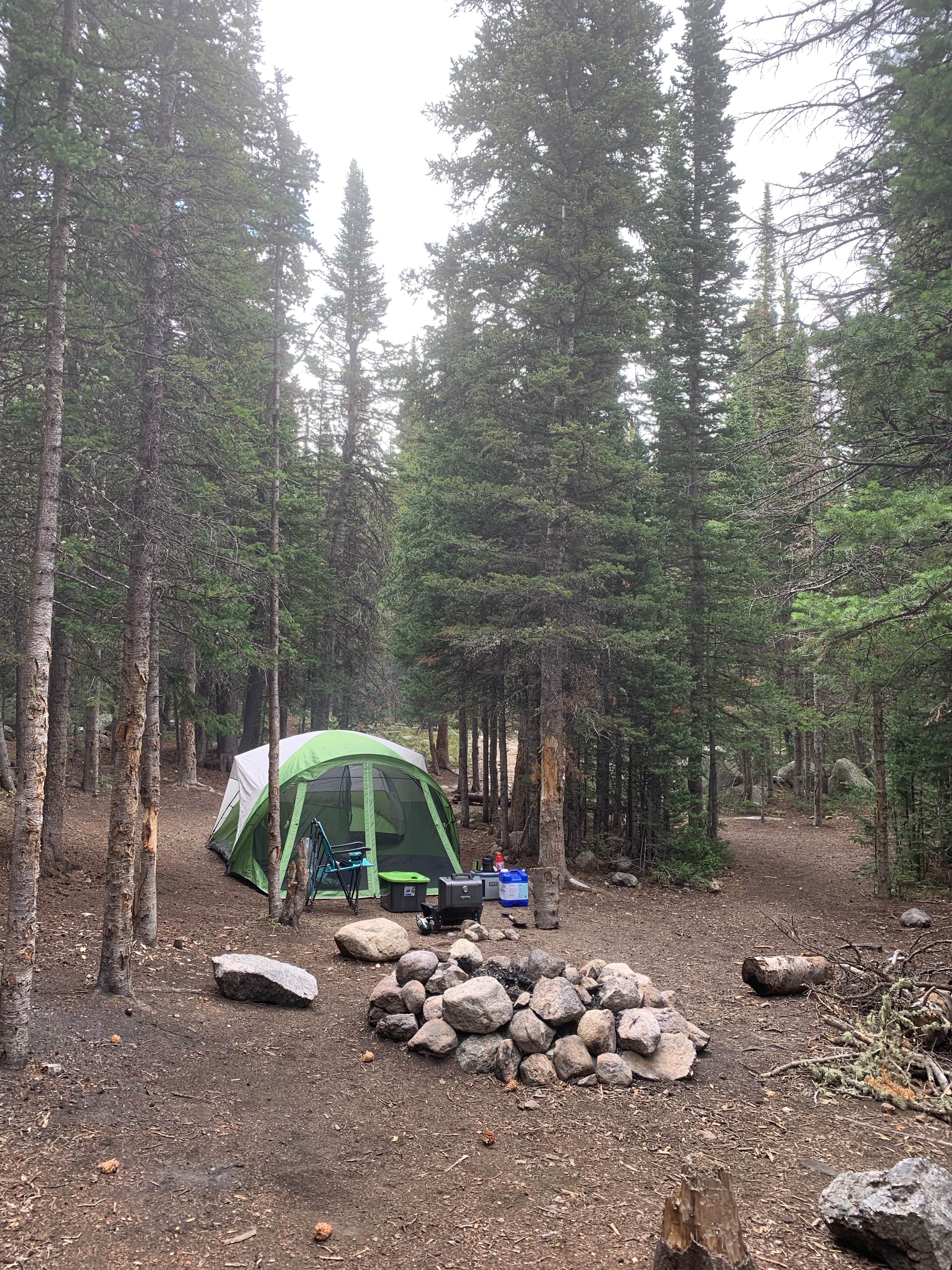 Nathan's photo of tent camping at Rainbow Lakes Wilderness Area near Eldorado Springs, CO