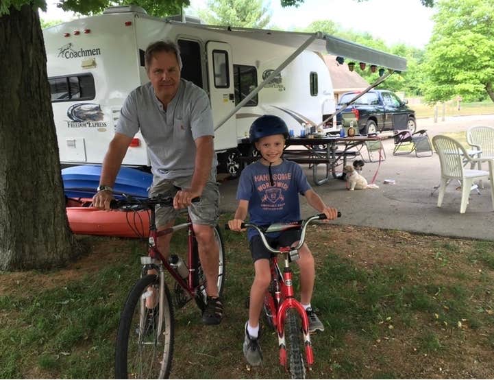 Debra B.'s photo of camping with pets at Waterloo Portage Lake Modern — Waterloo Recreation Area near Okemos, MI