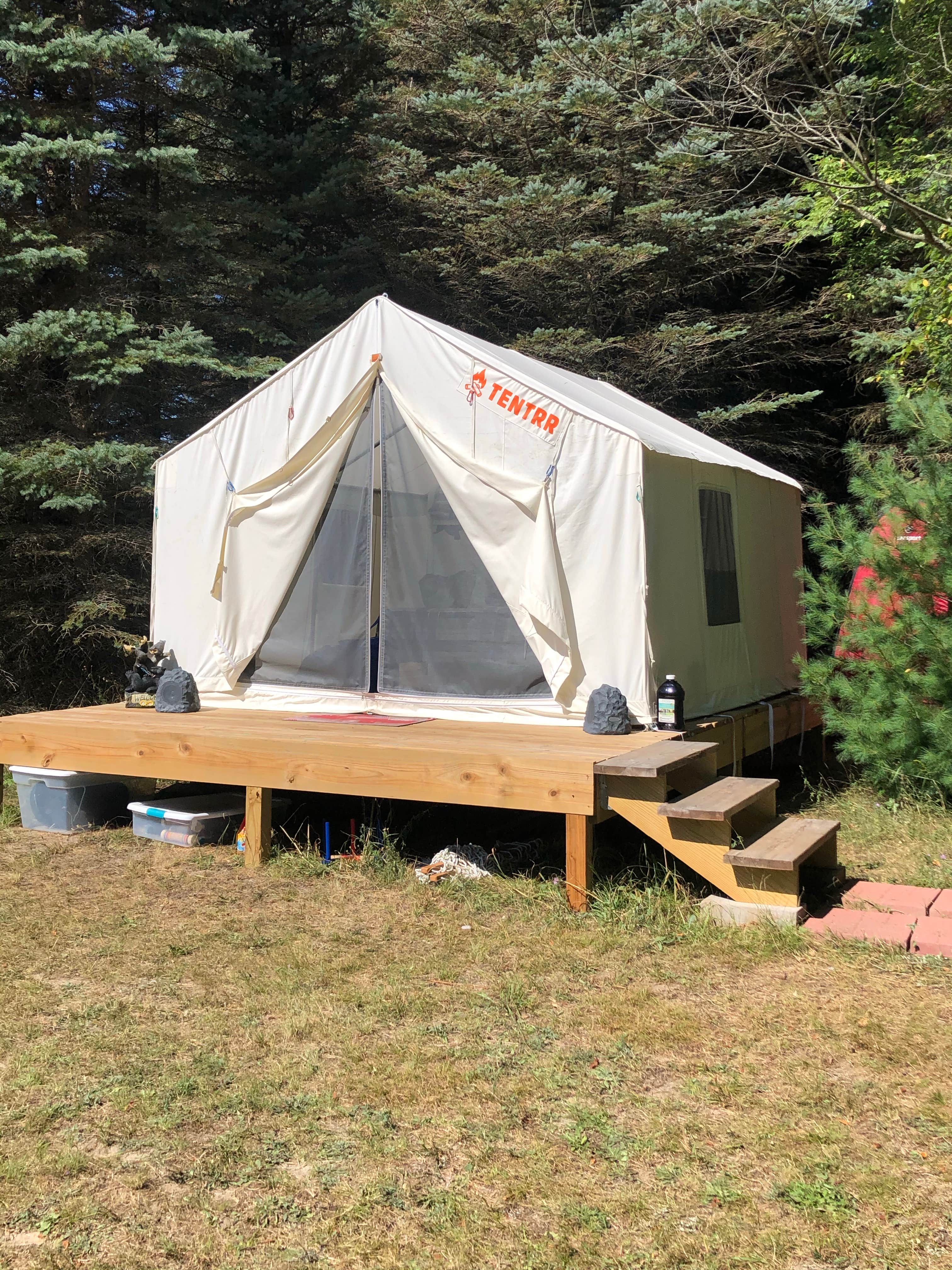 Shelly B.'s photo of tent camping at Pine Meadows near Cadillac, MI