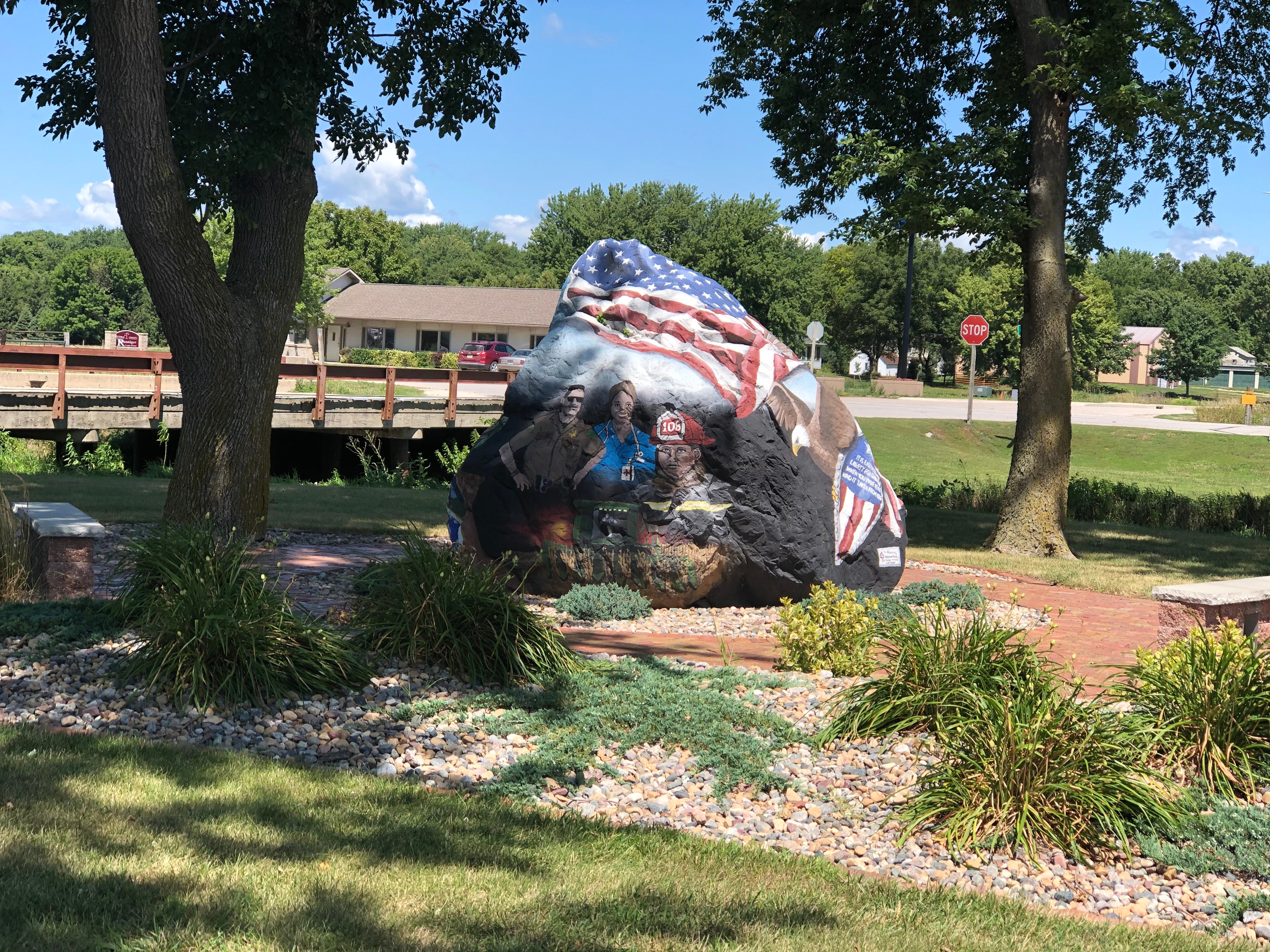 Each county in Iowa has a Freedom Rock; Carroll County's is at the corner of this campground