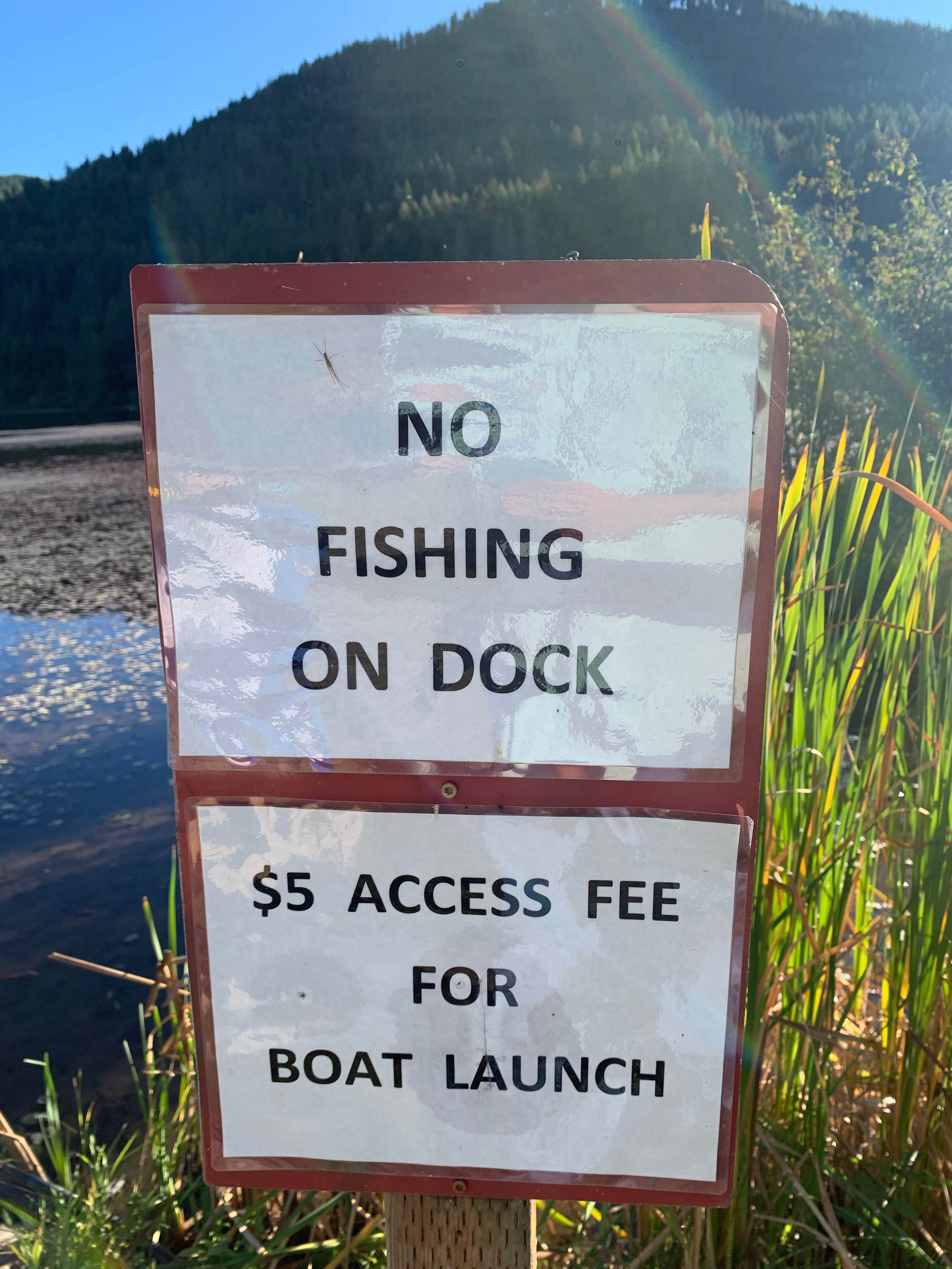 No Fishing on Dock Sign