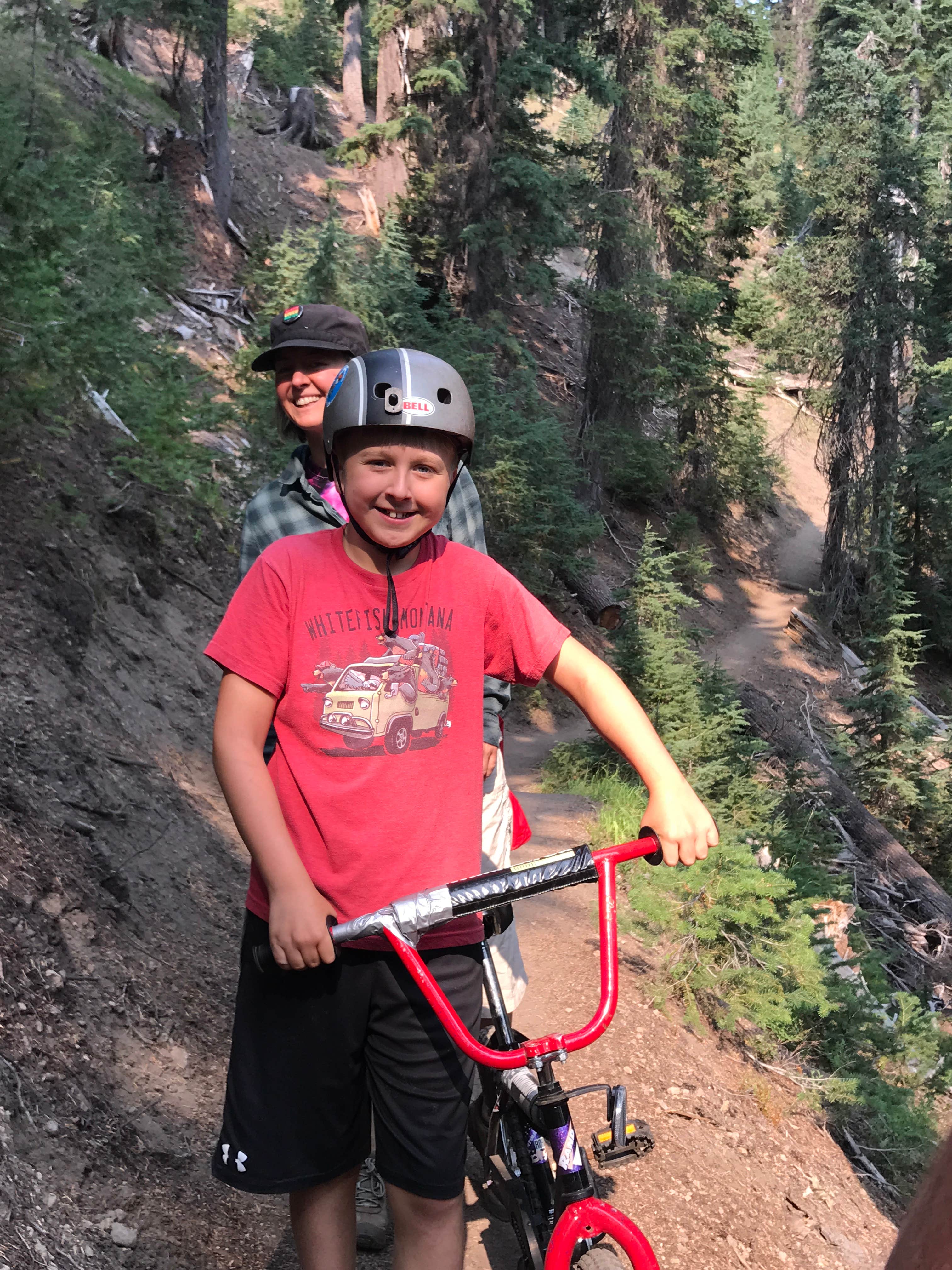 Annie Creek Canyon Trail switchbacks - it got a little bit steeper but not much (we did end up having to carry his bike for parts of it)