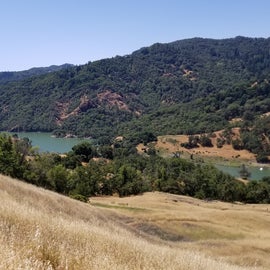 Hiking trail and view of lake