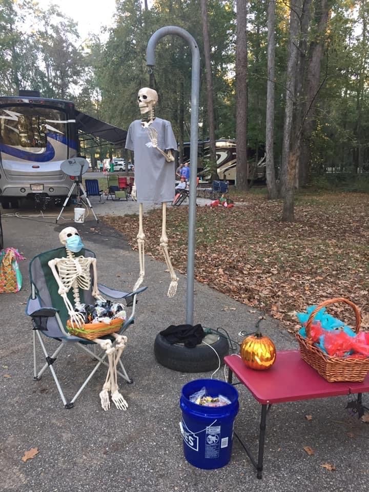 Halloween camping. Campground is always full for Halloween.