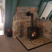 Gas fireplace in entry room