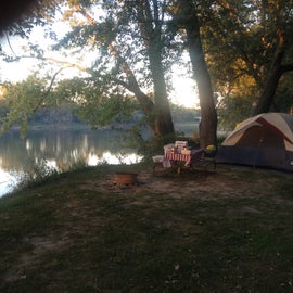 Tent site by the Wabash river